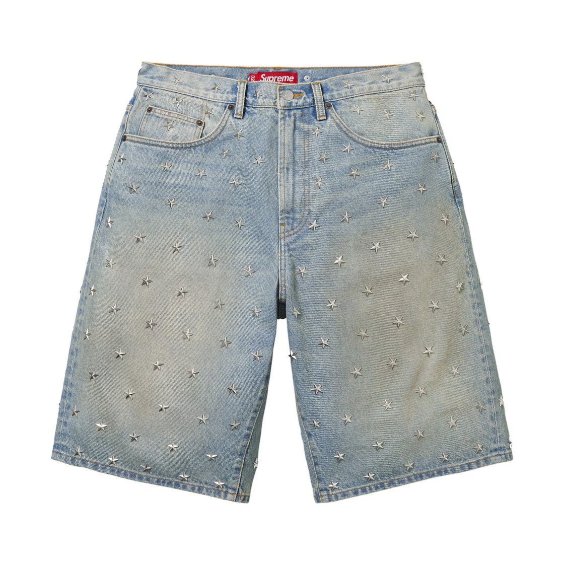 - Supreme Stars Studded Baggy Denim Short Washed Indigo - 26SS