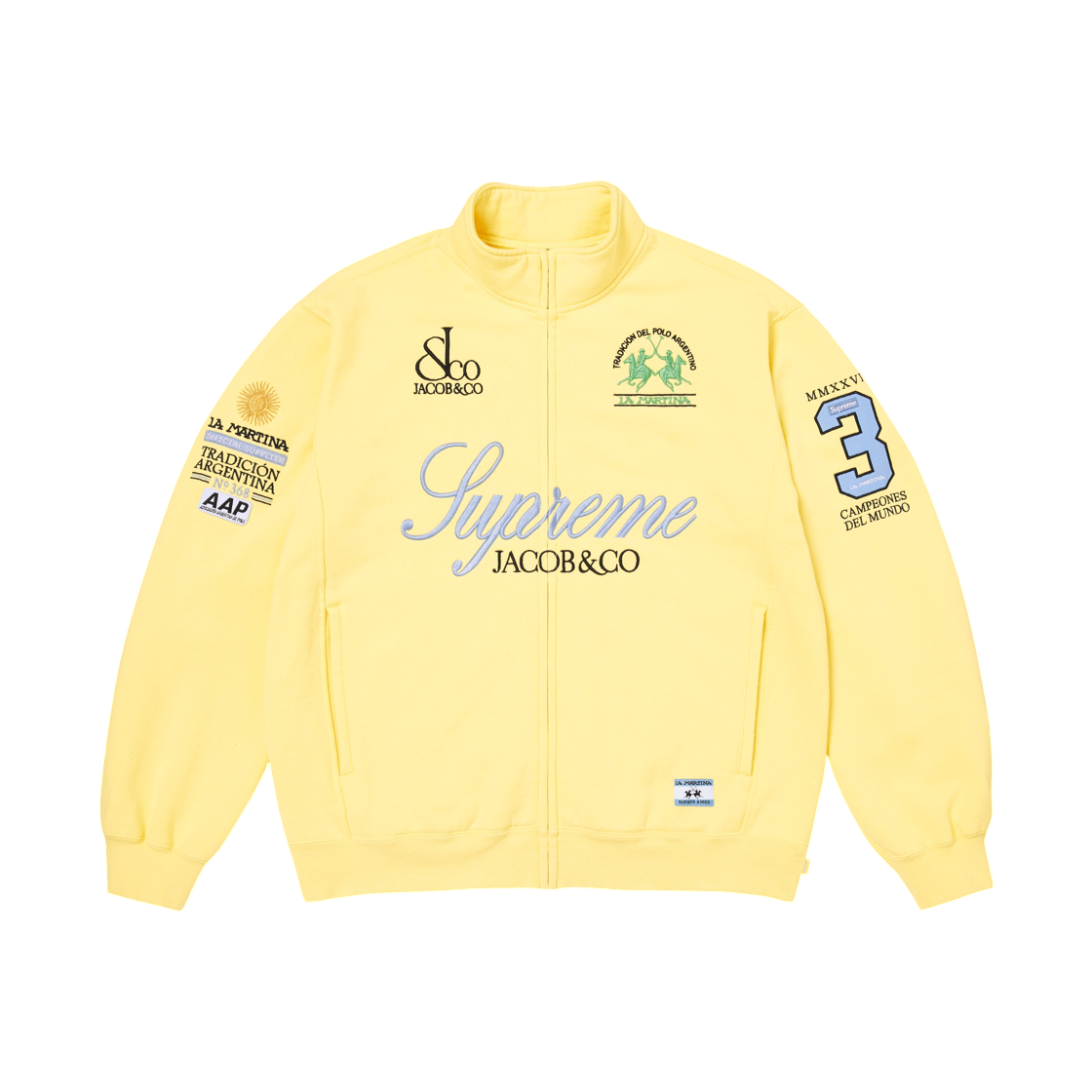 - Supreme x La Martina x Jacob & Co Zip Up Sweatshirt Light Yellow - 26SS