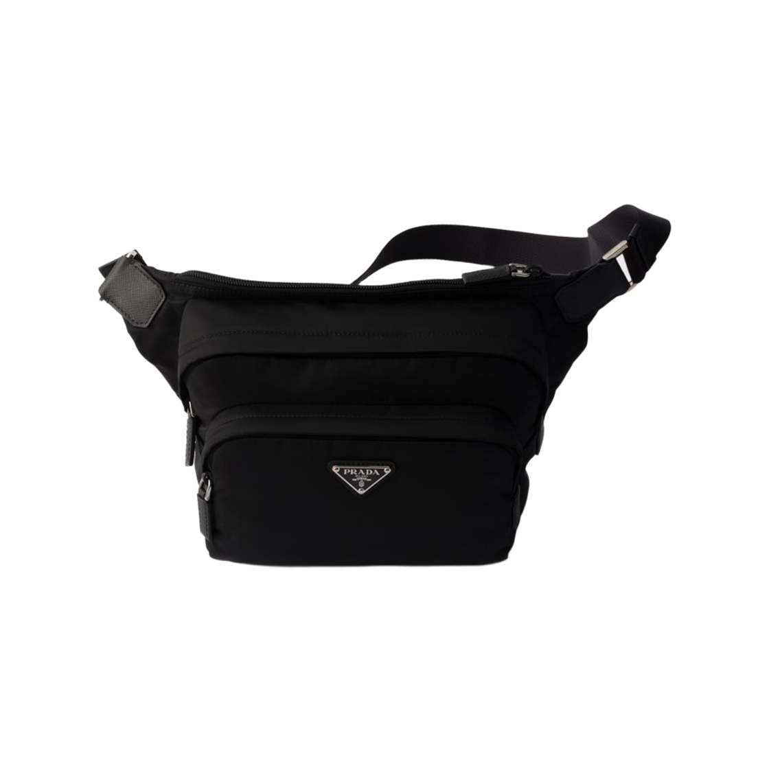 2VH200-2DMG-F0002 Prada Re-Nylon and Leather Shoulder Bag Black