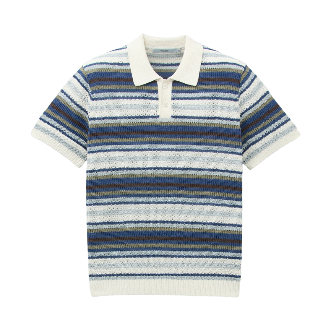 시리즈 패턴 하프슬리브 폴로 스웨터 블루(Series Pattern Half-Sleeve Polo Sweater Blue)