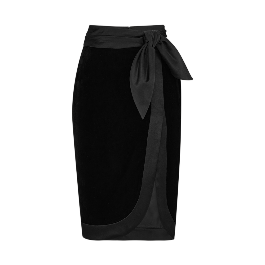 (W) 생로랑 랩 스커트 벨벳 앤 사틴 누아((W) Saint Laurent Wrap Skirt in Velvet and Satin Noir)
