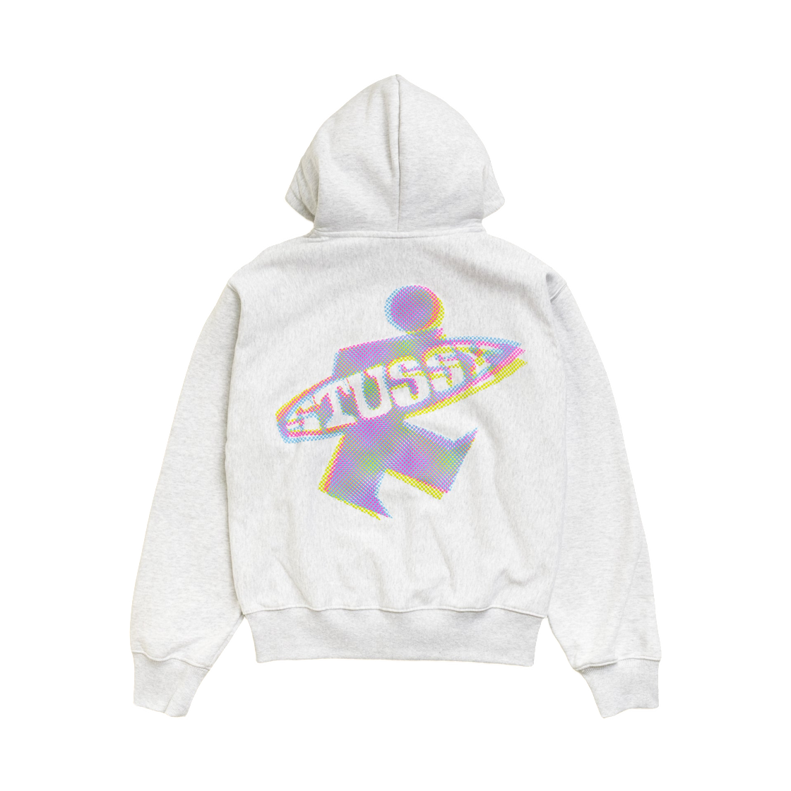 1975195 Stussy Dot Surf Puff Print Zip Hoodie Ash Heather