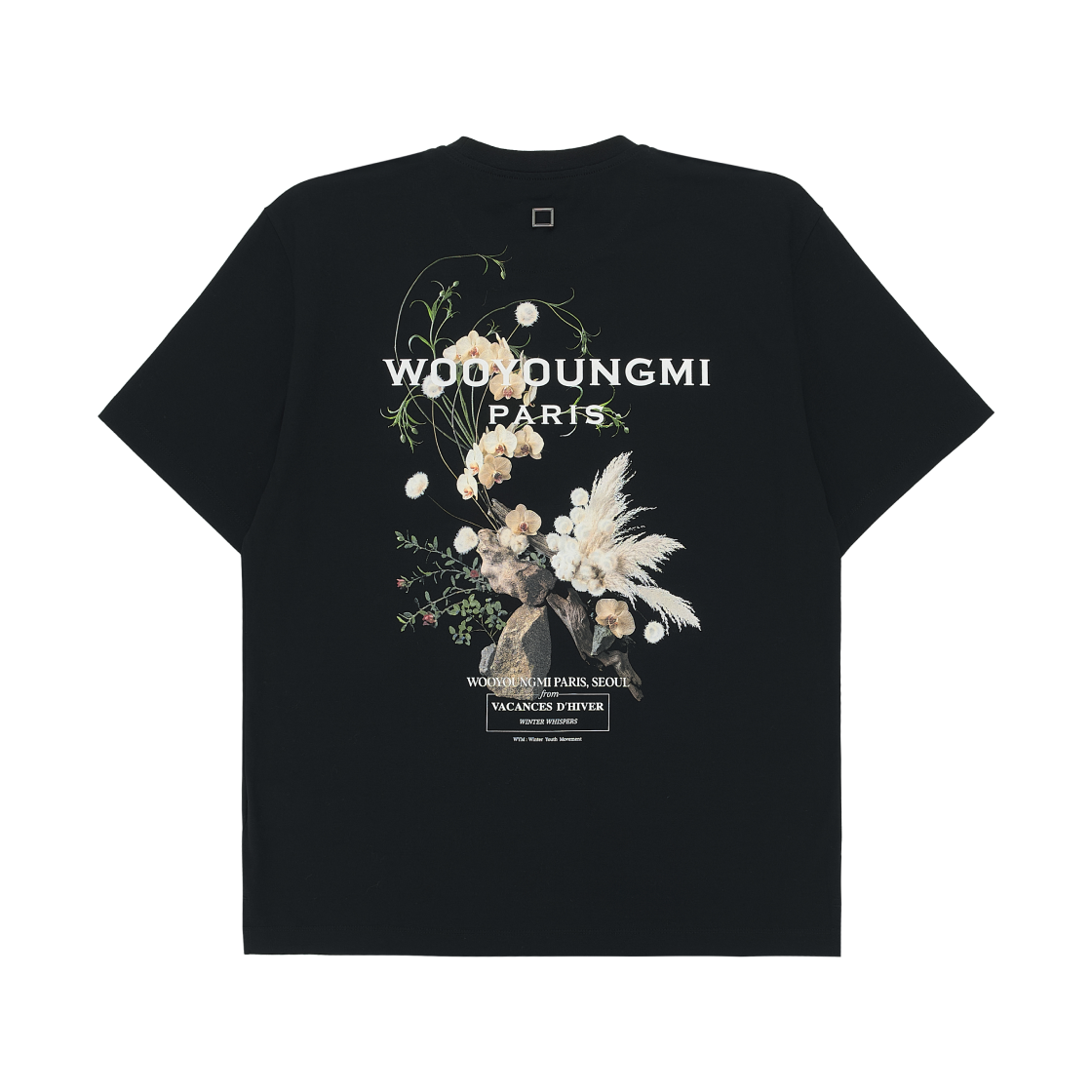 우영미 플라워 백로고 티셔츠 블랙 - 26FW(Wooyoungmi Flower Back Logo T-Shirt Black - 26FW)