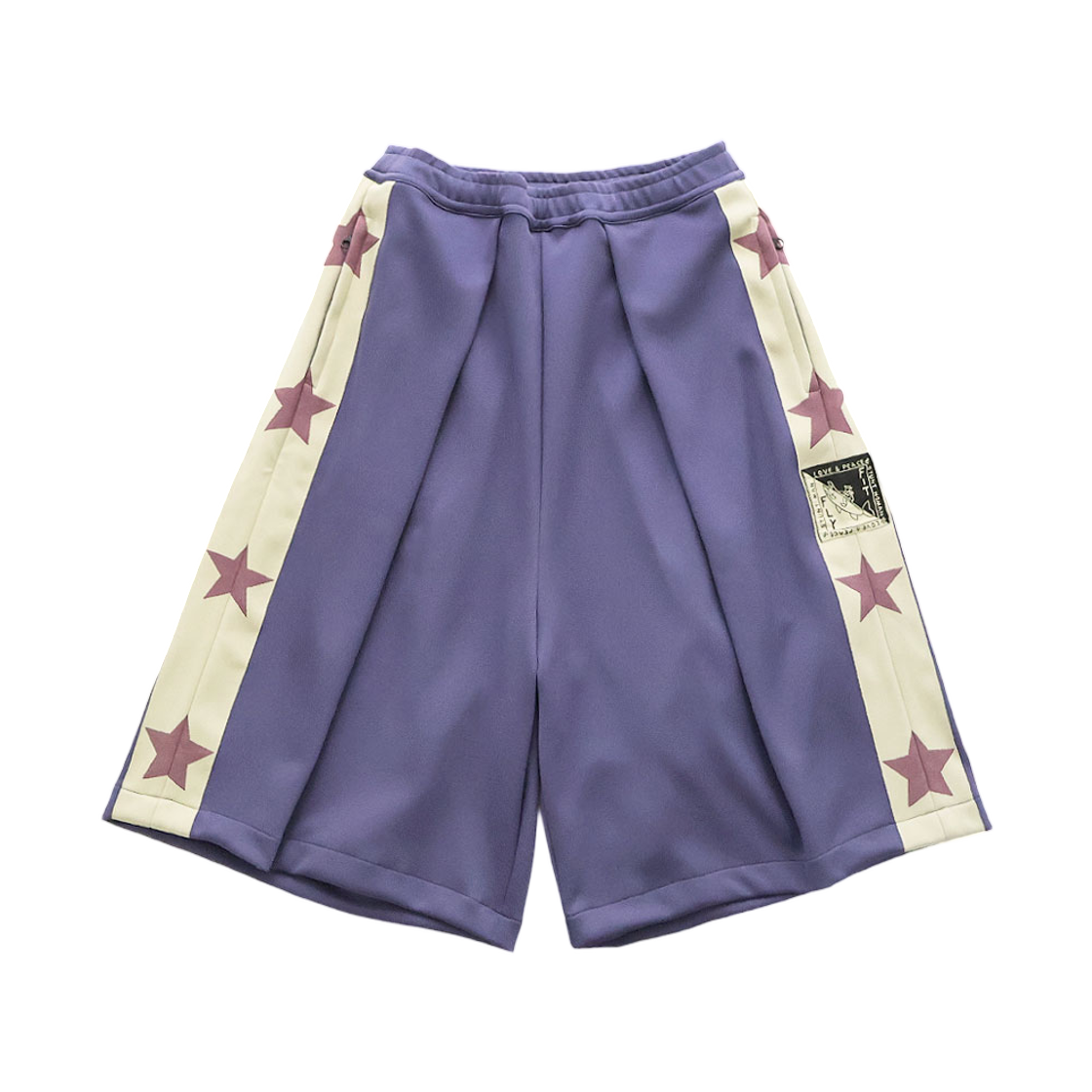 K2606LP221 Kapital Smooth Jersey Kome Kome Track Jorts Betsy Ross Purple
