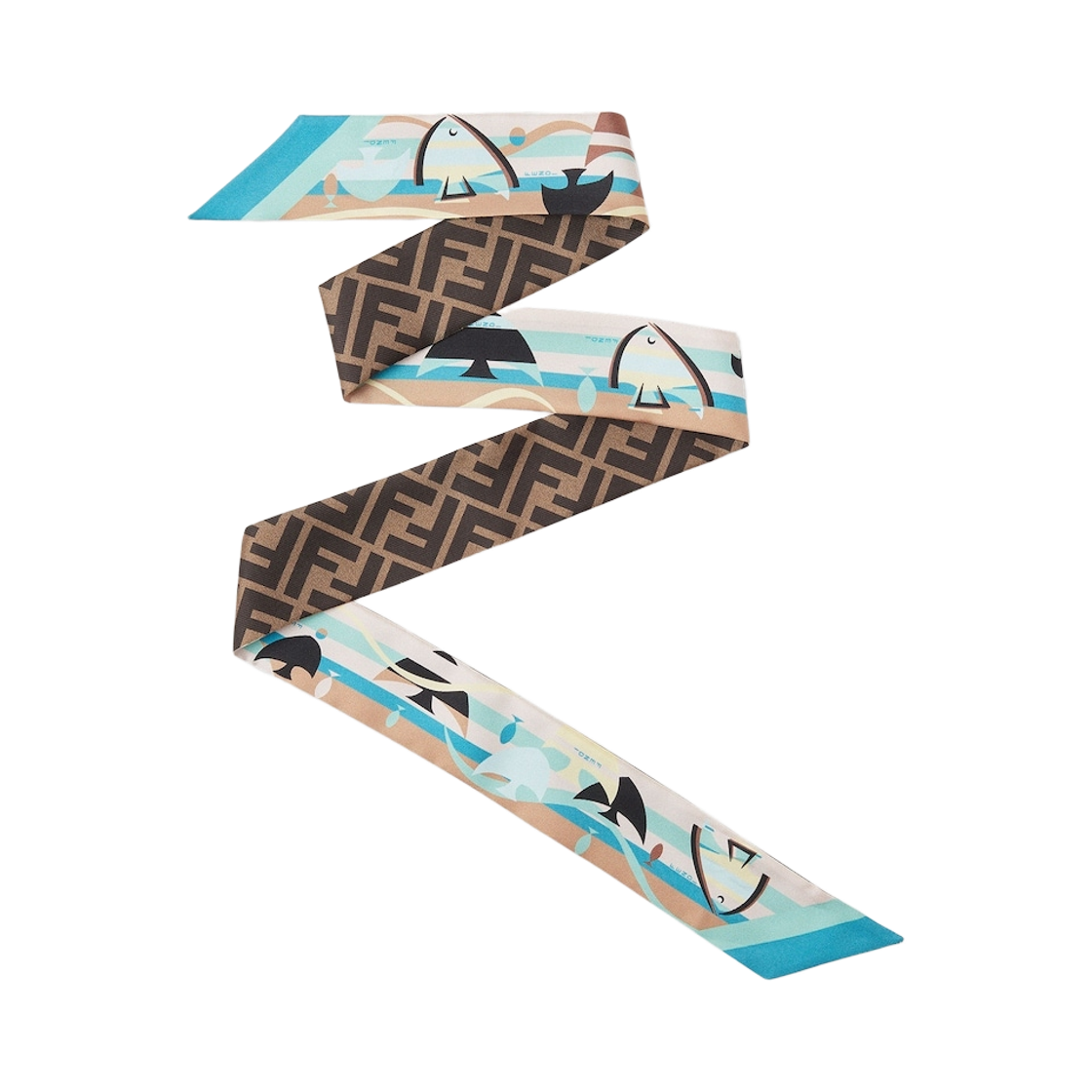 (W) 펜디 래피 프린트 실크 스카프 라이트 블루((W) Fendi Wrappy Printed Silk Scarf Light Blue)