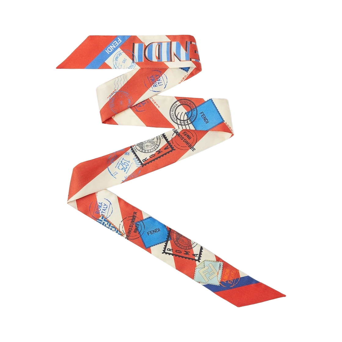 (W) 펜디 래피 스트라이프 실크 내로우 스카프 멀티컬러((W) Fendi Wrappy Striped Silk Narrow Scarf Multicolor) - 1