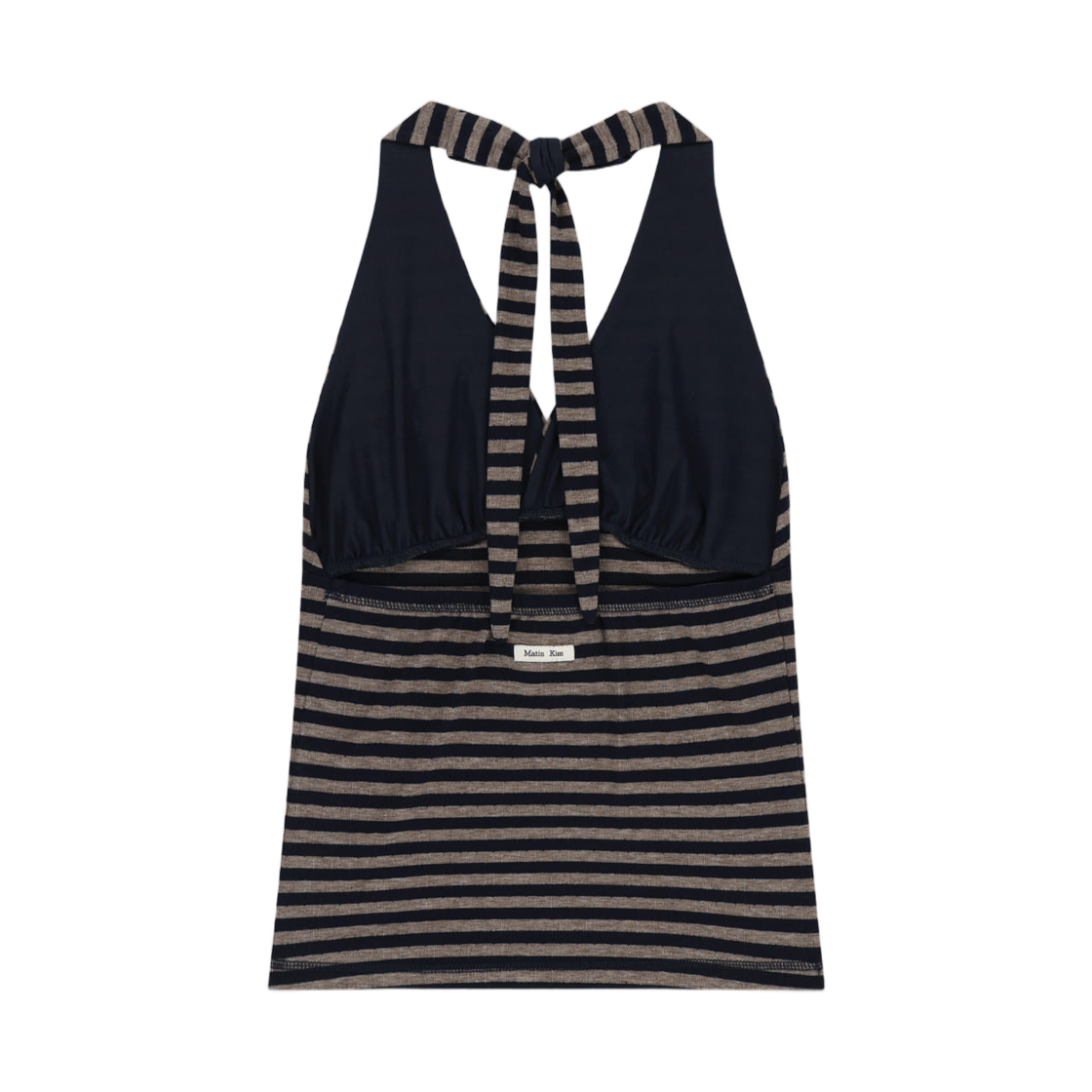 (W) 마뗑킴 스트라이프 홀터 넥 탑 네이비((W) Matin Kim Striped Halter Neck Top In Navy) - 2
