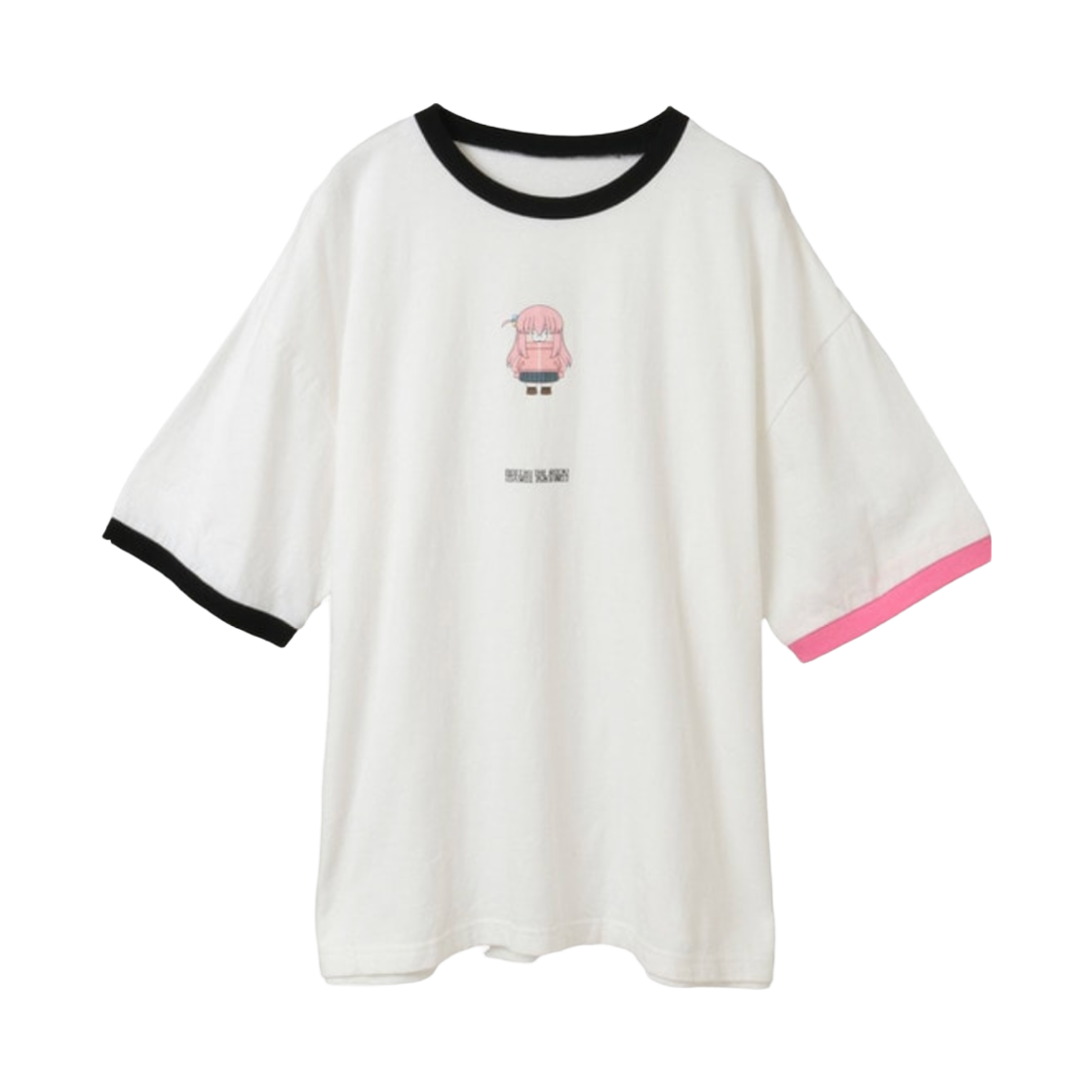 컨버스 도쿄 x 애니메 봇치 더 록 x 휴먼 로봇 그래픽 링거 티셔츠 핑크(Converse Tokyo x Anime Bocchi the Rock x Human Robot Graphic Ringer T-Shirt Pink)