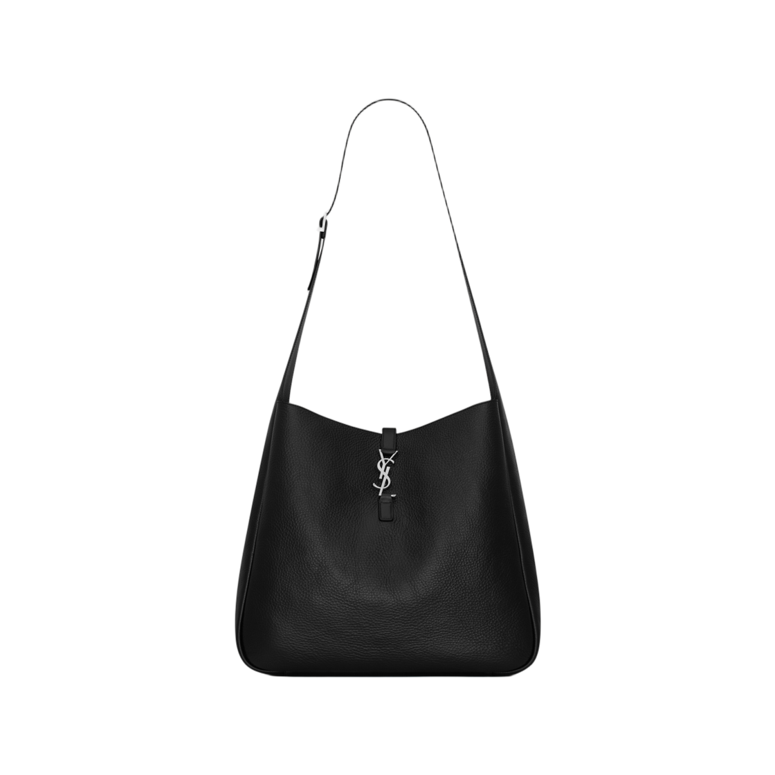 A0014W-AAGZ4-1896 Saint Laurent Le 5 A 7 Maxi Hobo in Grained Leather Black Rustic Camel