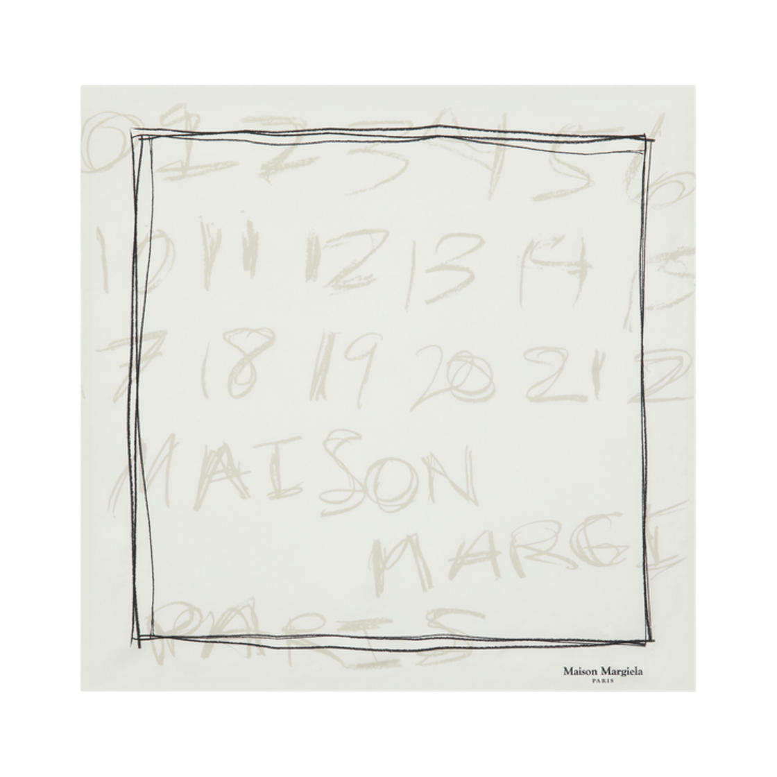 메종 마르지엘라 스크립블 뉴메리컬 실크 풀라드 펄 그레이(Maison Margiela Scribbled Numerical Silk Foulard Pearl Grey)