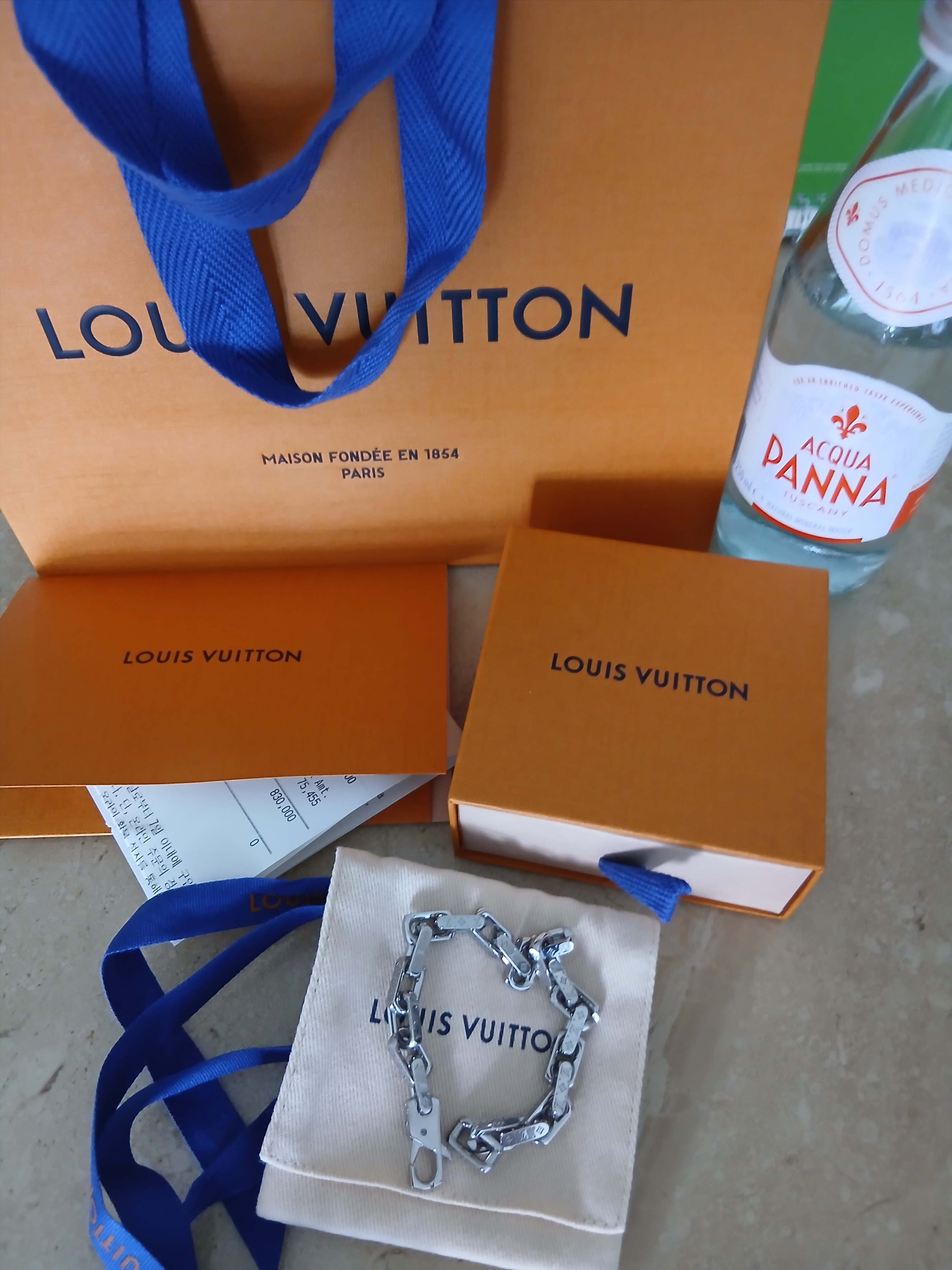 Louis Vuitton Mini Monogram Chain Bracelet Silver Palladium 착용 스타일 - 4
