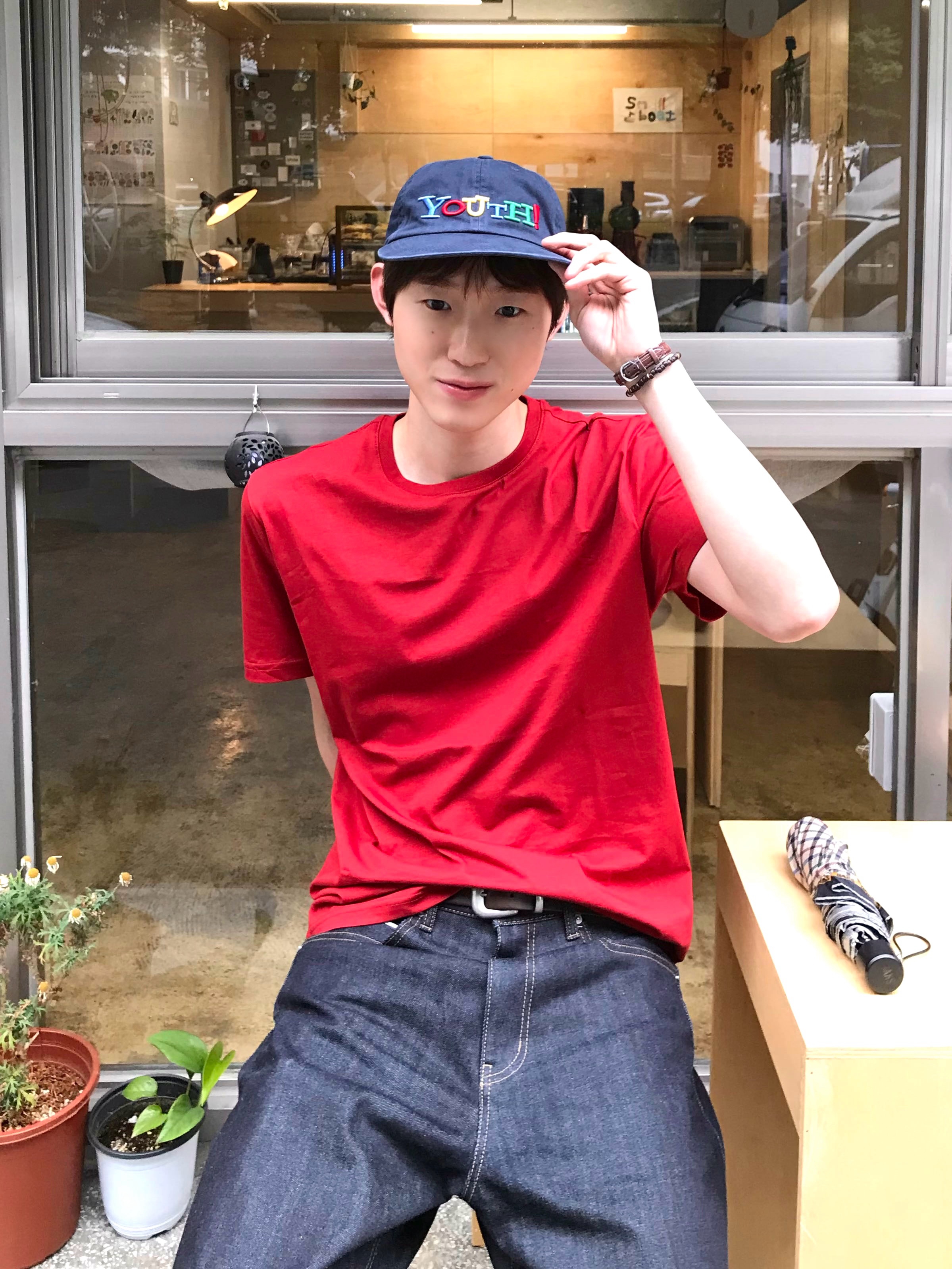 ANNOT YOUTH Long Bill Washing Cap Navy 착용 스타일 - 1