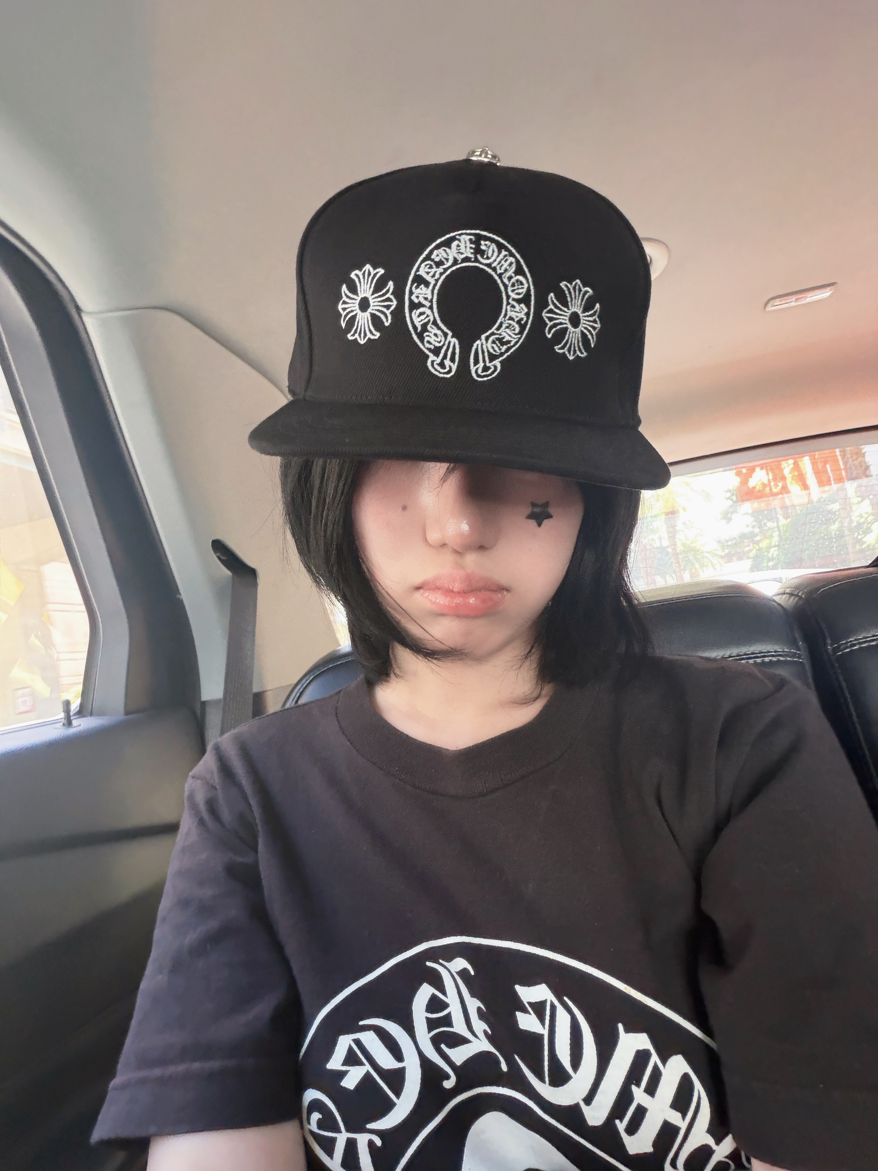 Chrome Hearts Horseshoe Denim Baseball Hat Black 착용 스타일