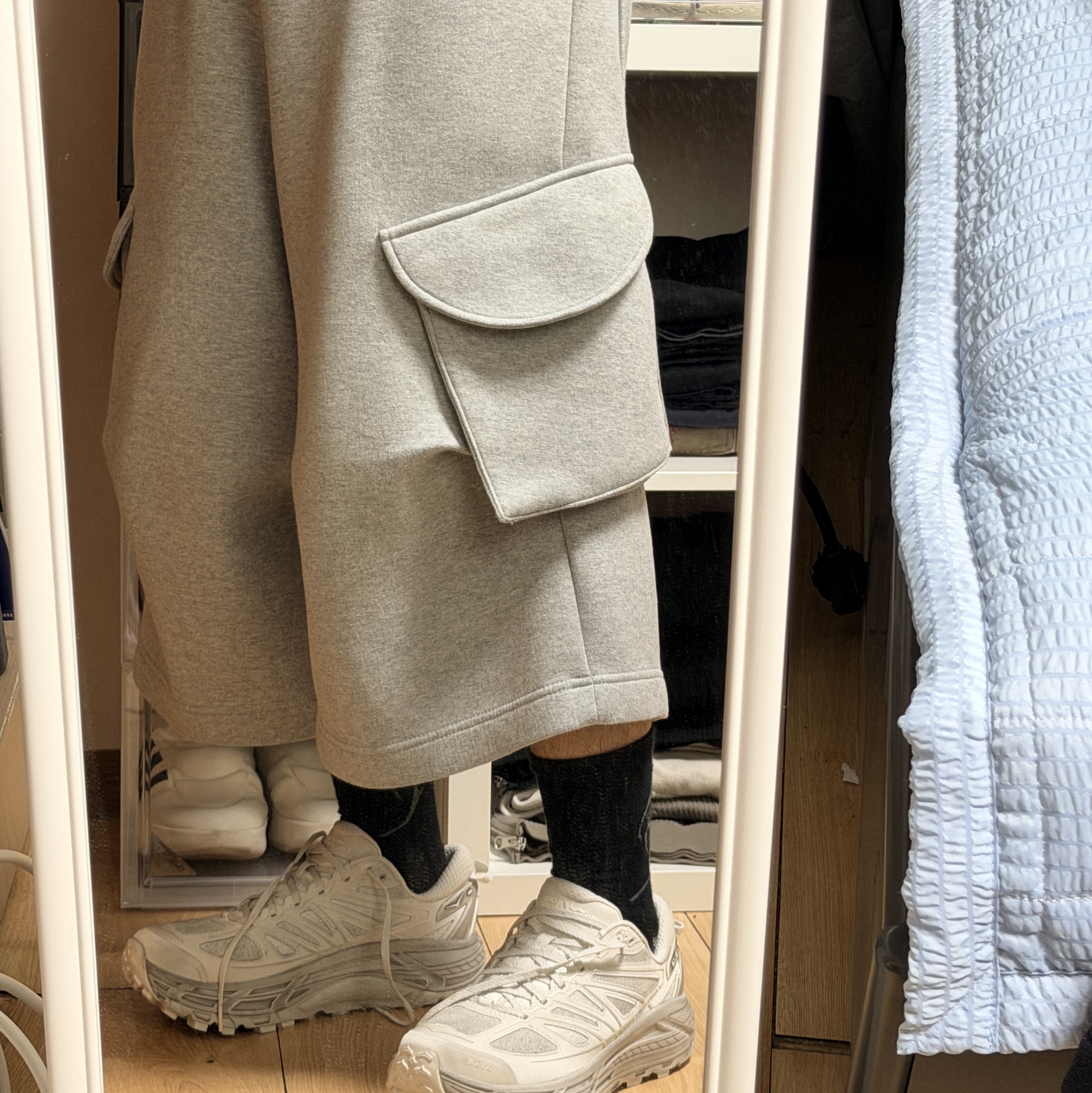 Hoka x Xlim Mafate Speed 2 TS Grey Foam, MJD Washed Ripstop Cargo Pants Sweet Potato 착용 스타일 - 3