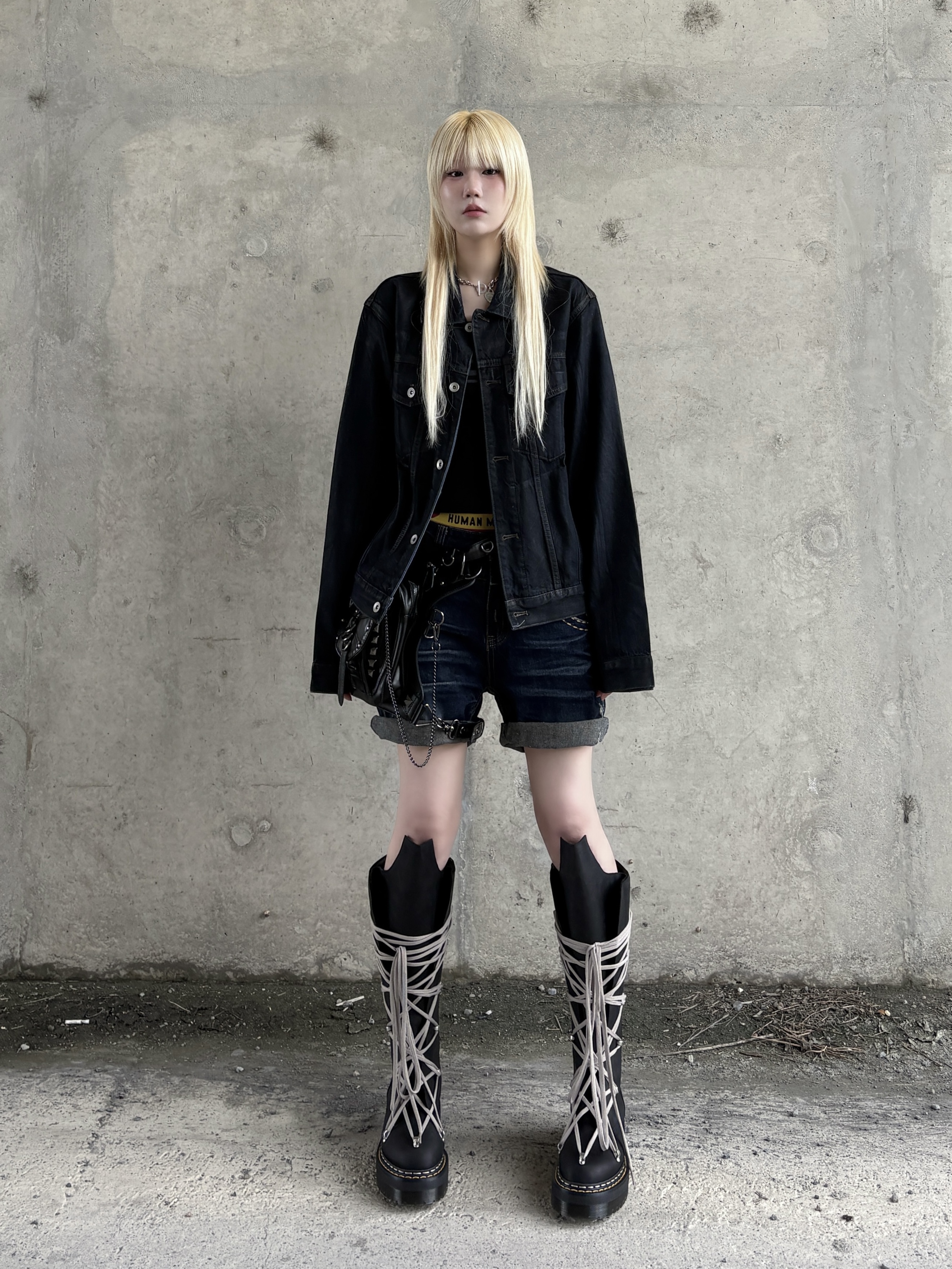 Dr. Martens x Rick Owens 1B60 Quad Sole Pentalace Boots Black, Human made Boxer Brief Black 착용 스타일 - 2