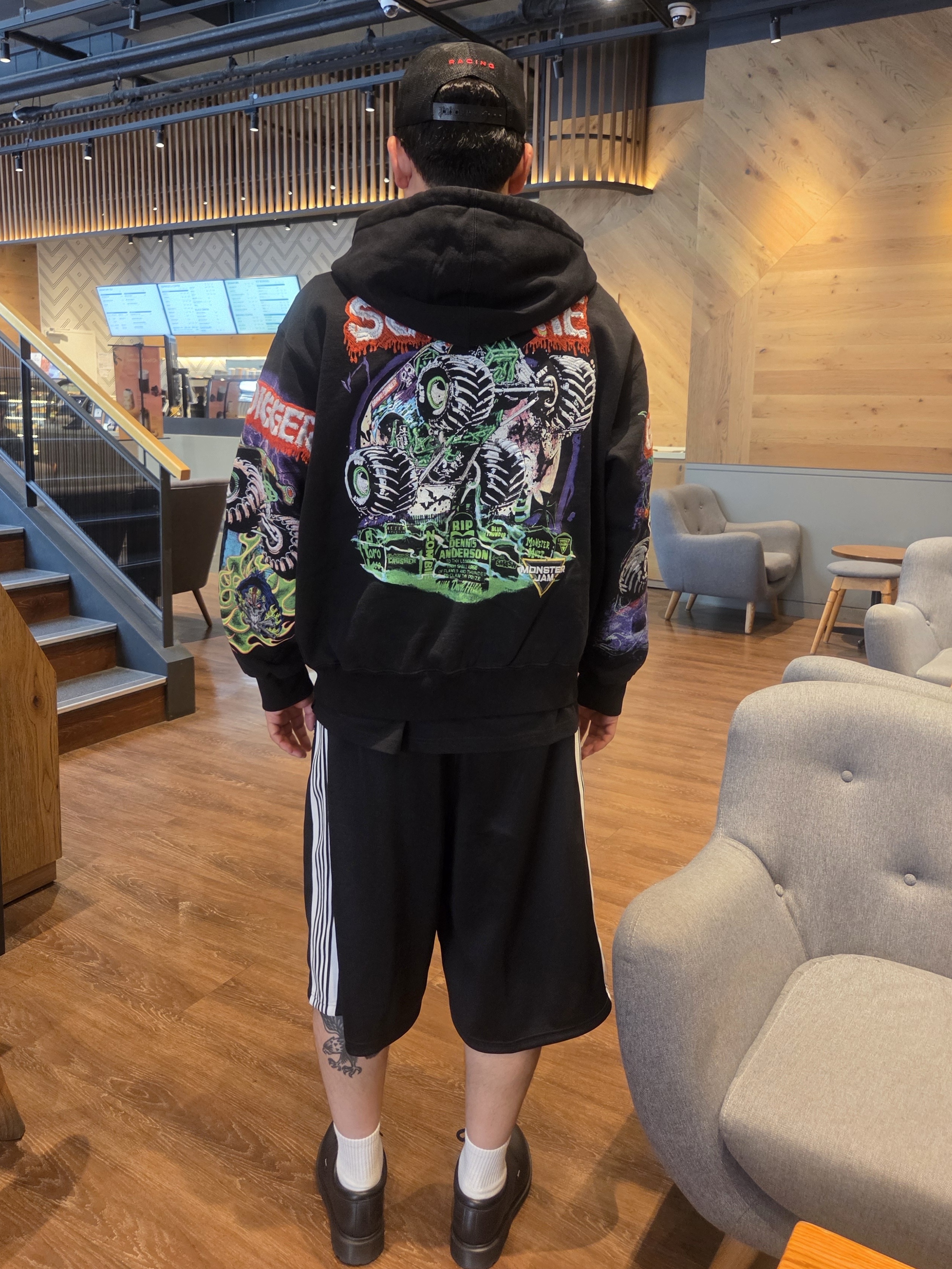 Supreme Monster Jam Grave Digger Zip Up Hooded Sweatshirt Black - 26SS, Palm Angels Pa Racing Cap - Black 착용 스타일