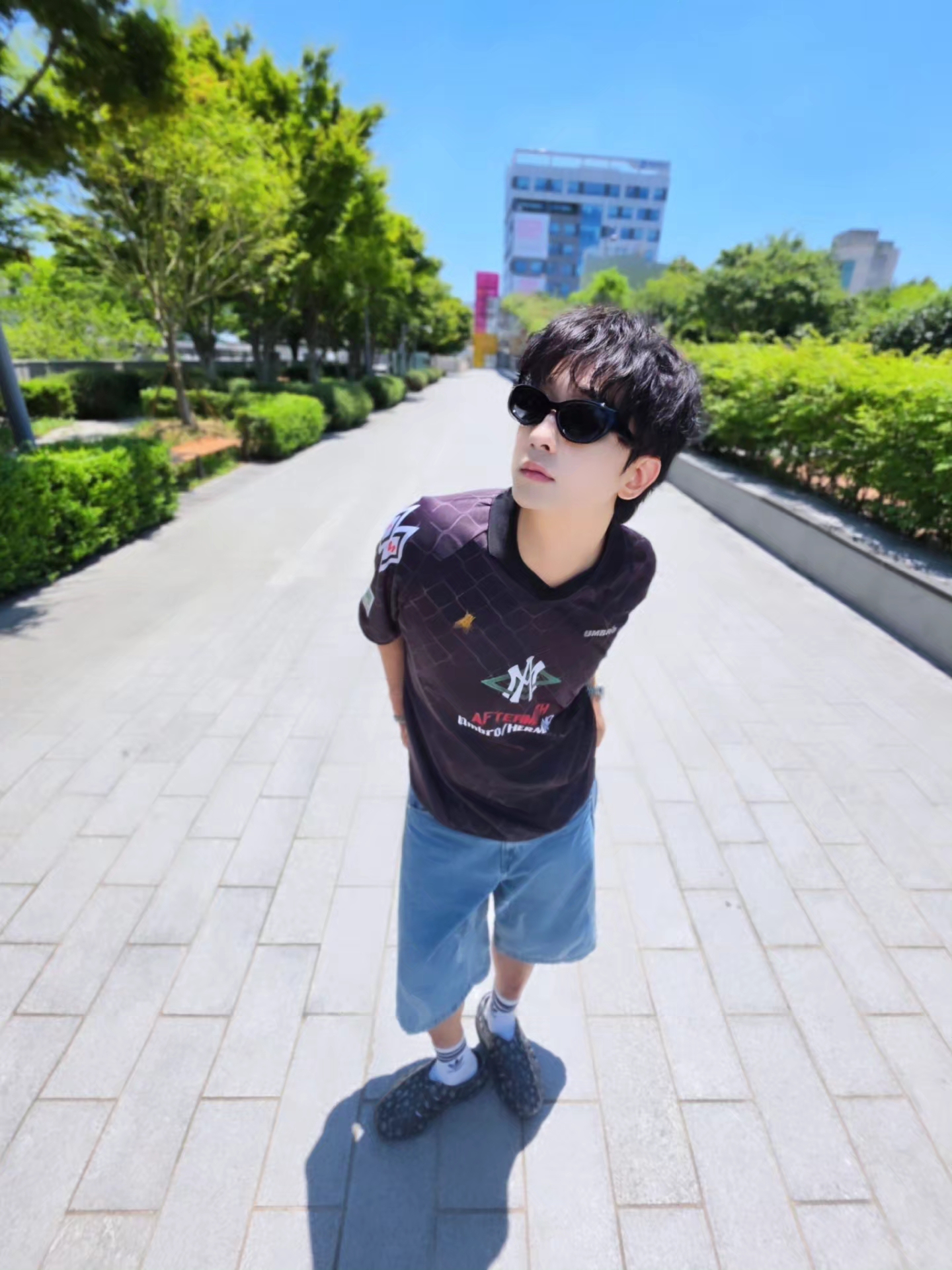 Adidas Flames Denim Shorts Blue - KR Sizing 착용 스타일 - 3
