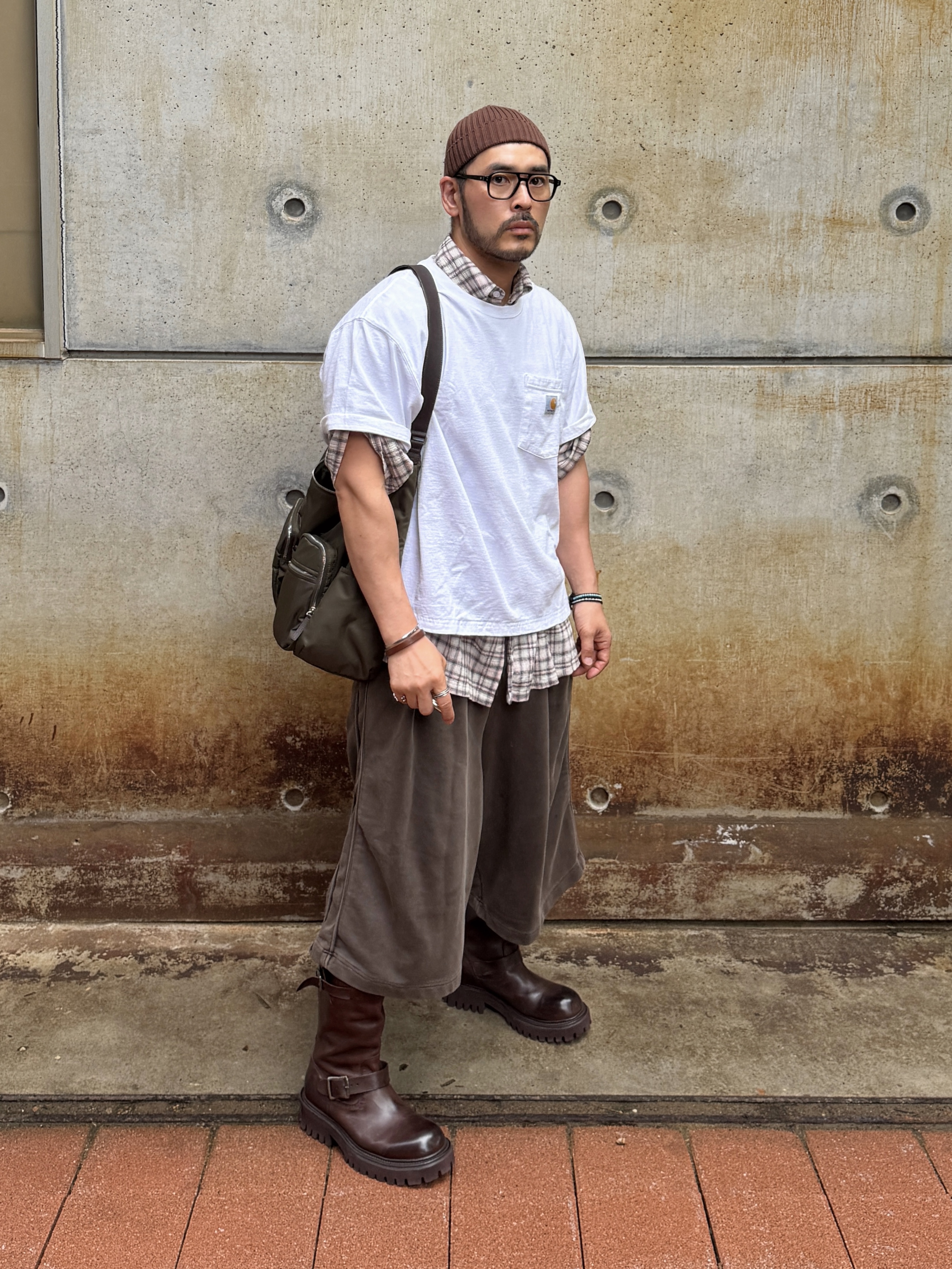 Yase Mud Horsehide Derby Black 착용 스타일 - 5