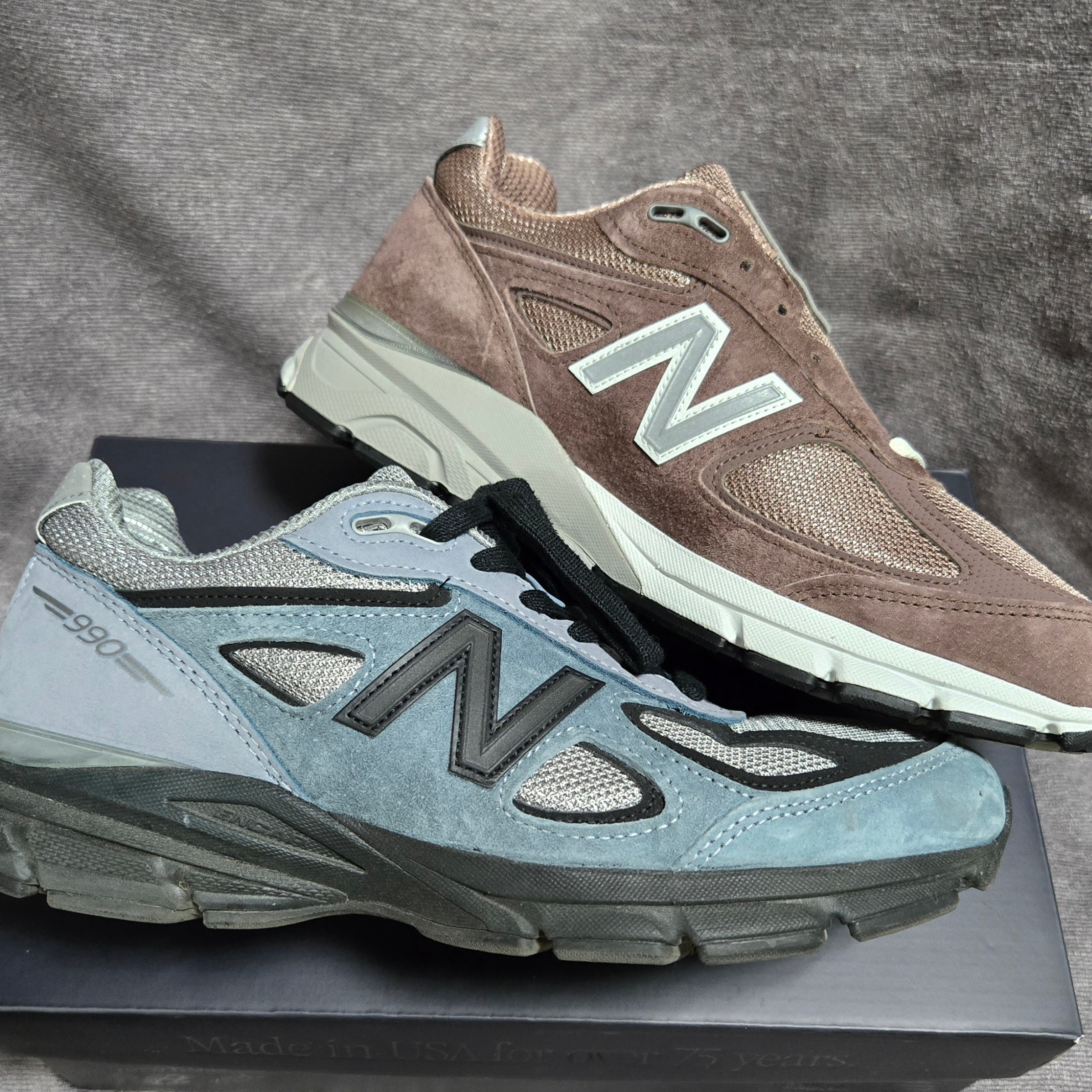 New Balance x Kith 990v4 Made in USA Dusty Mauve, New Balance 990v4 Made in USA Arctic Grey 착용 스타일 - 5