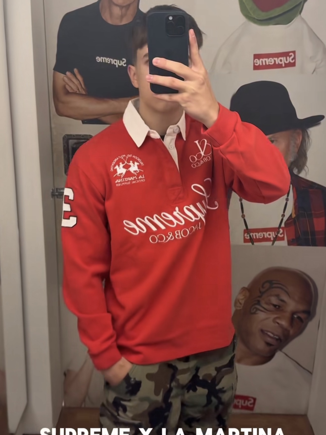 Supreme x La Martina x Jacob & Co Rugby Red - 26SS 착용 스타일 - 2