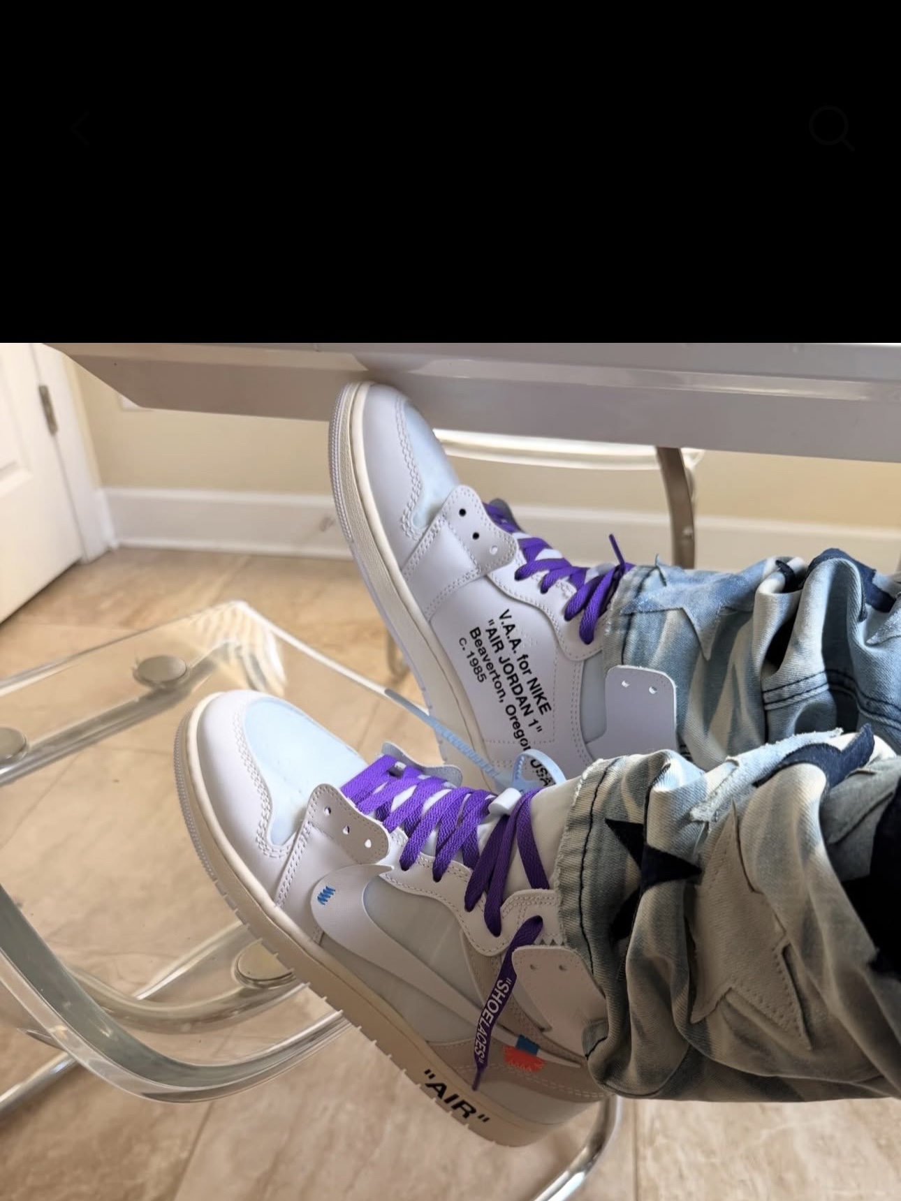 Jordan 1 x Virgil Abloh Archive Retro High Alaska White 착용 스타일 - 3