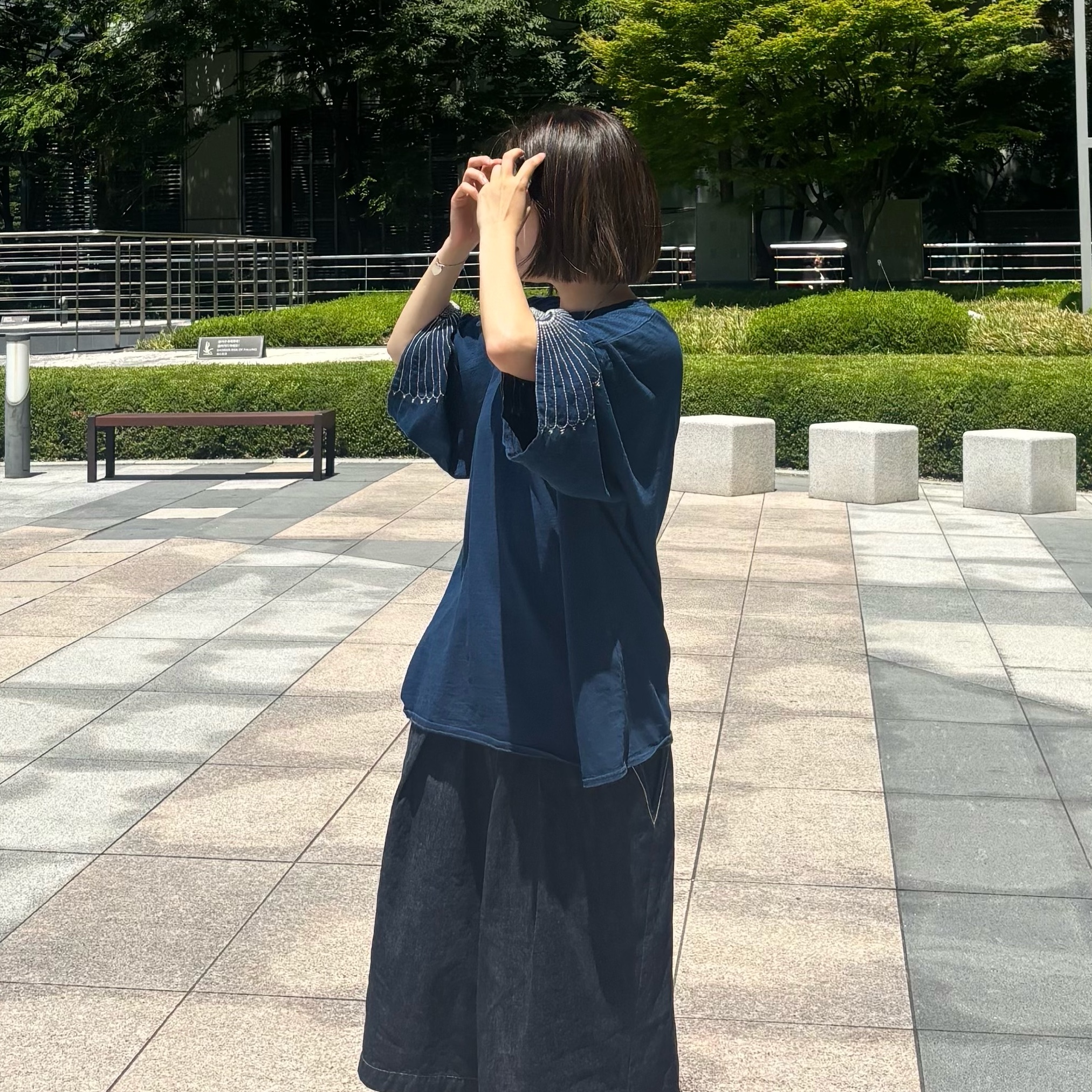 Ray-Ban DADDY-O II Polished Black Frame Green Classic G-15 Lenses, Kapital IDG Jersey Huge T-Shirt Furoshiki Embroidery Indigo 착용 스타일 - 3