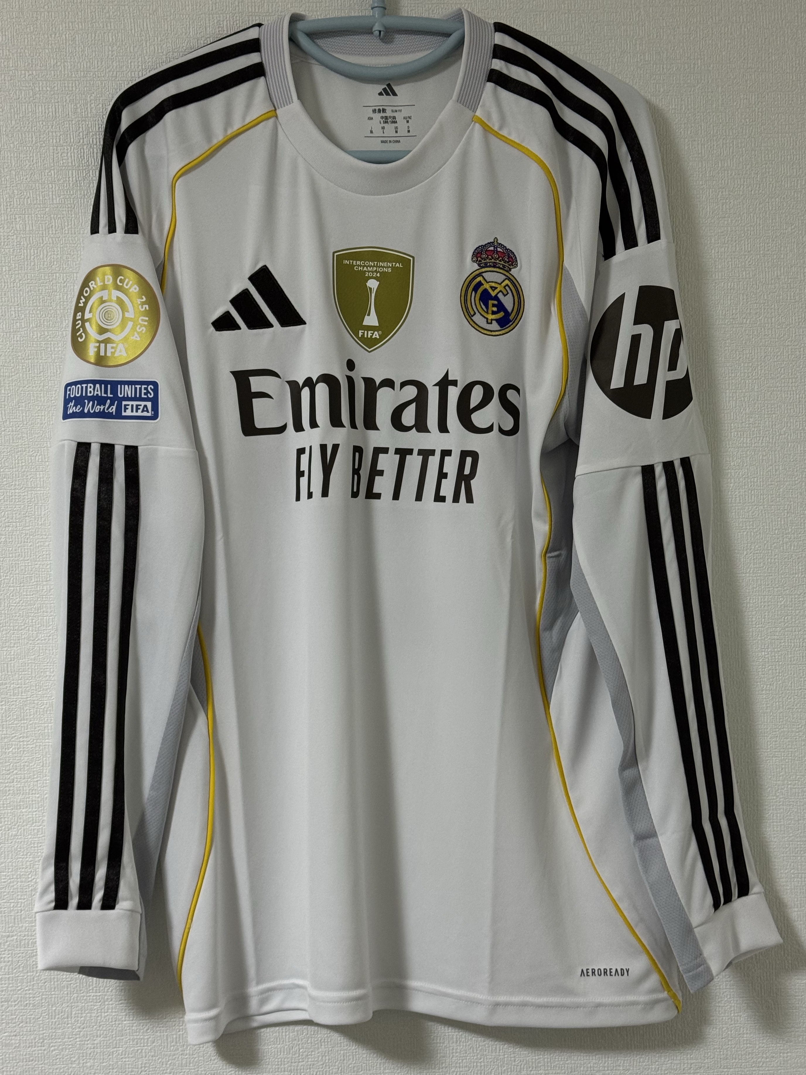 Adidas Real Madrid 2025/26 Home Long Sleeve Jersey White - KR Sizing (Non Marking Ver.) 착용 스타일 - 1
