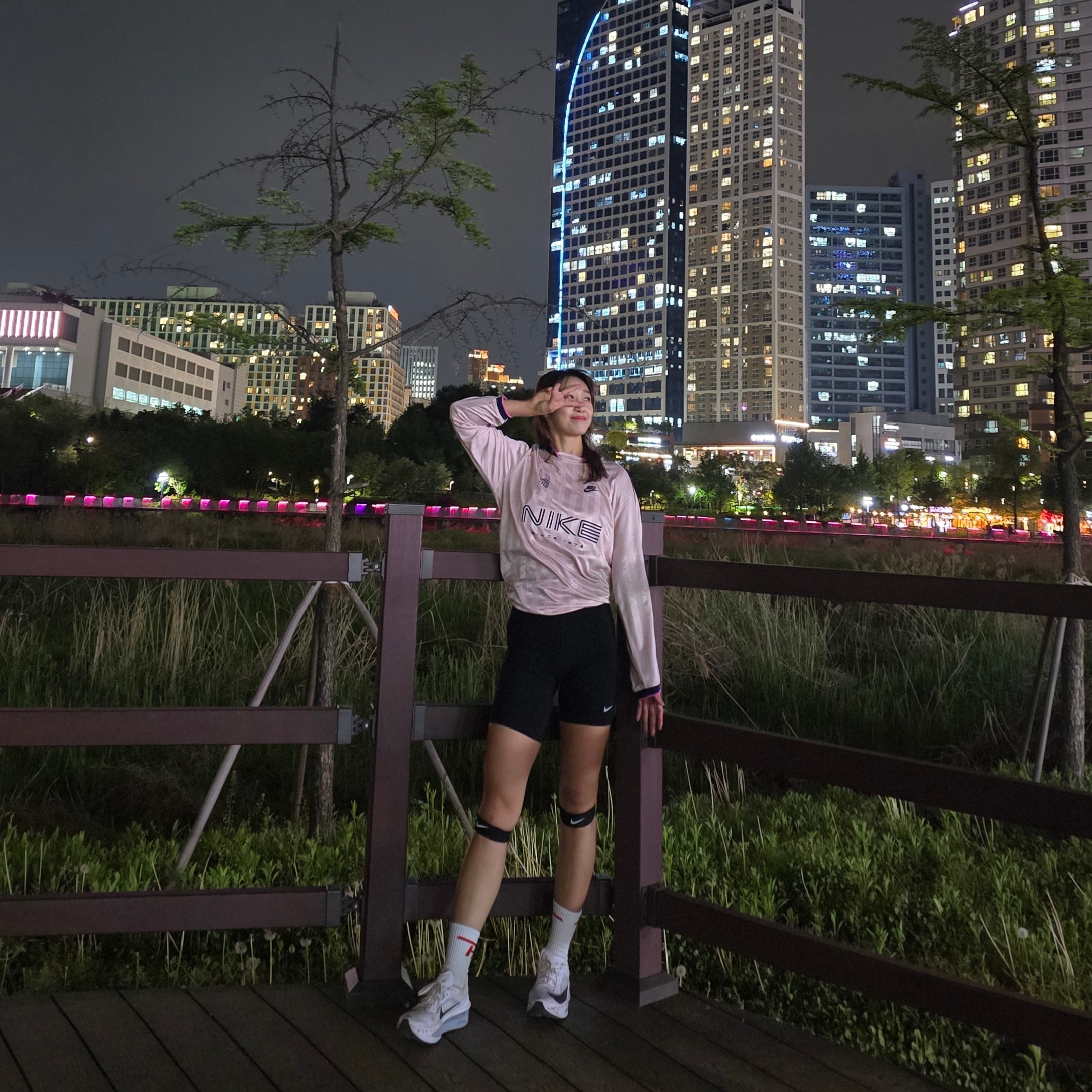 (W) Nike NSW Long Sleeve Jersey Top Silt Red Midnight Navy - Asia, Nike Zoom Fly 6 White Pure Platinum 착용 스타일 - 3