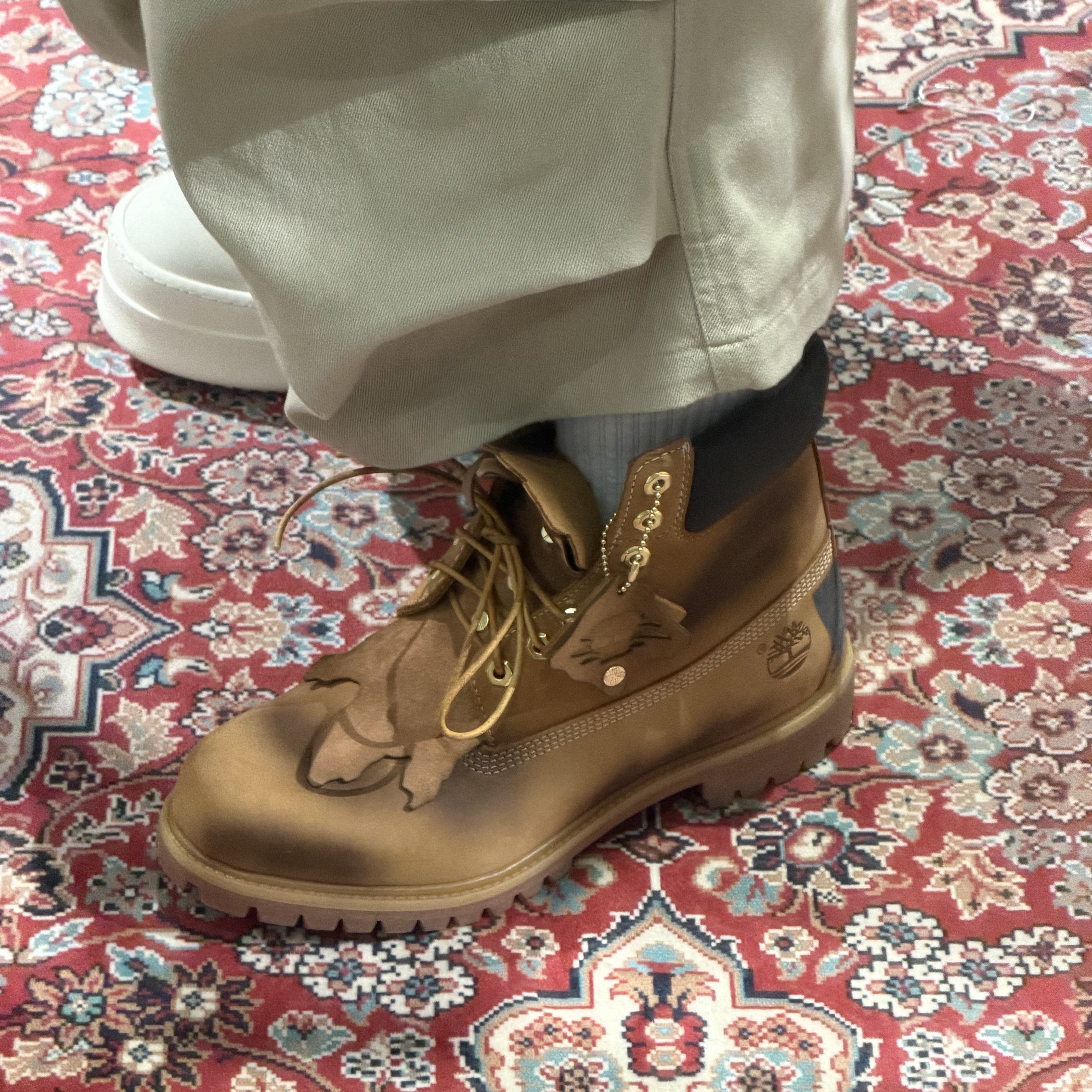 Timberland x Surgery 6 inch Boot Yellow - Wide, Rick Owens Mega Bumper Sneakers Black Milk 착용 스타일 - 2