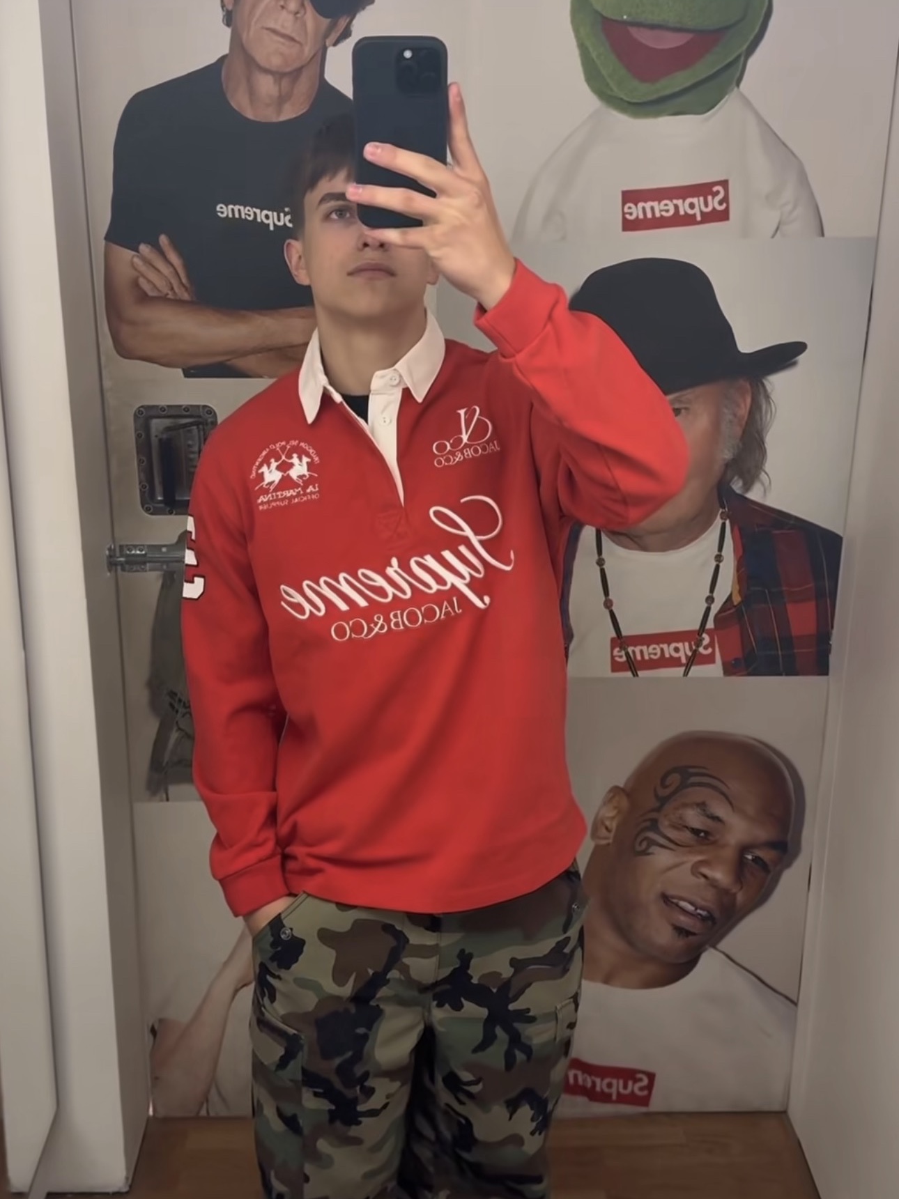 Supreme x La Martina x Jacob & Co Rugby Red - 26SS 착용 스타일 - 3