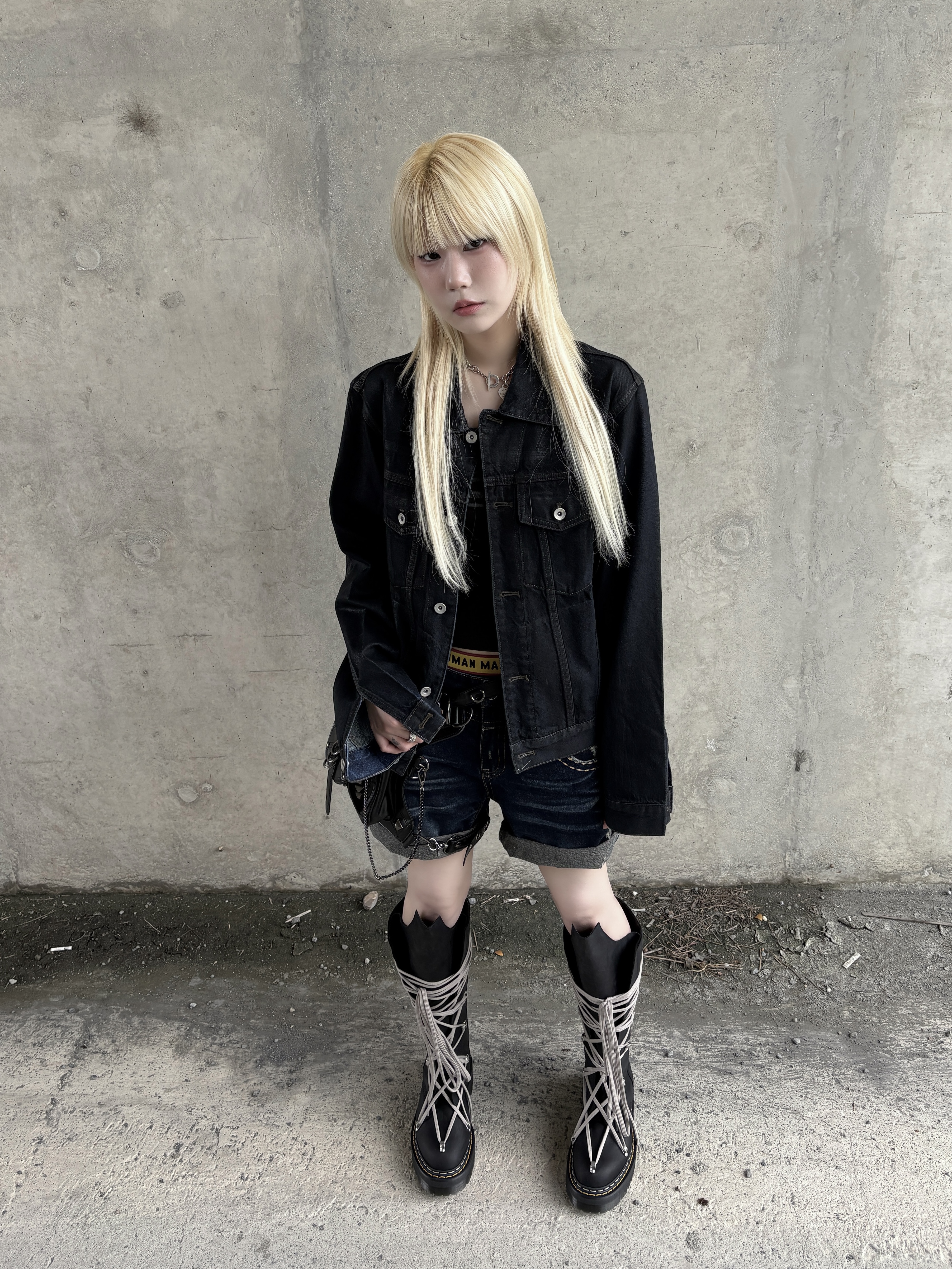 Dr. Martens x Rick Owens 1B60 Quad Sole Pentalace Boots Black, Human made Boxer Brief Black 착용 스타일 - 3