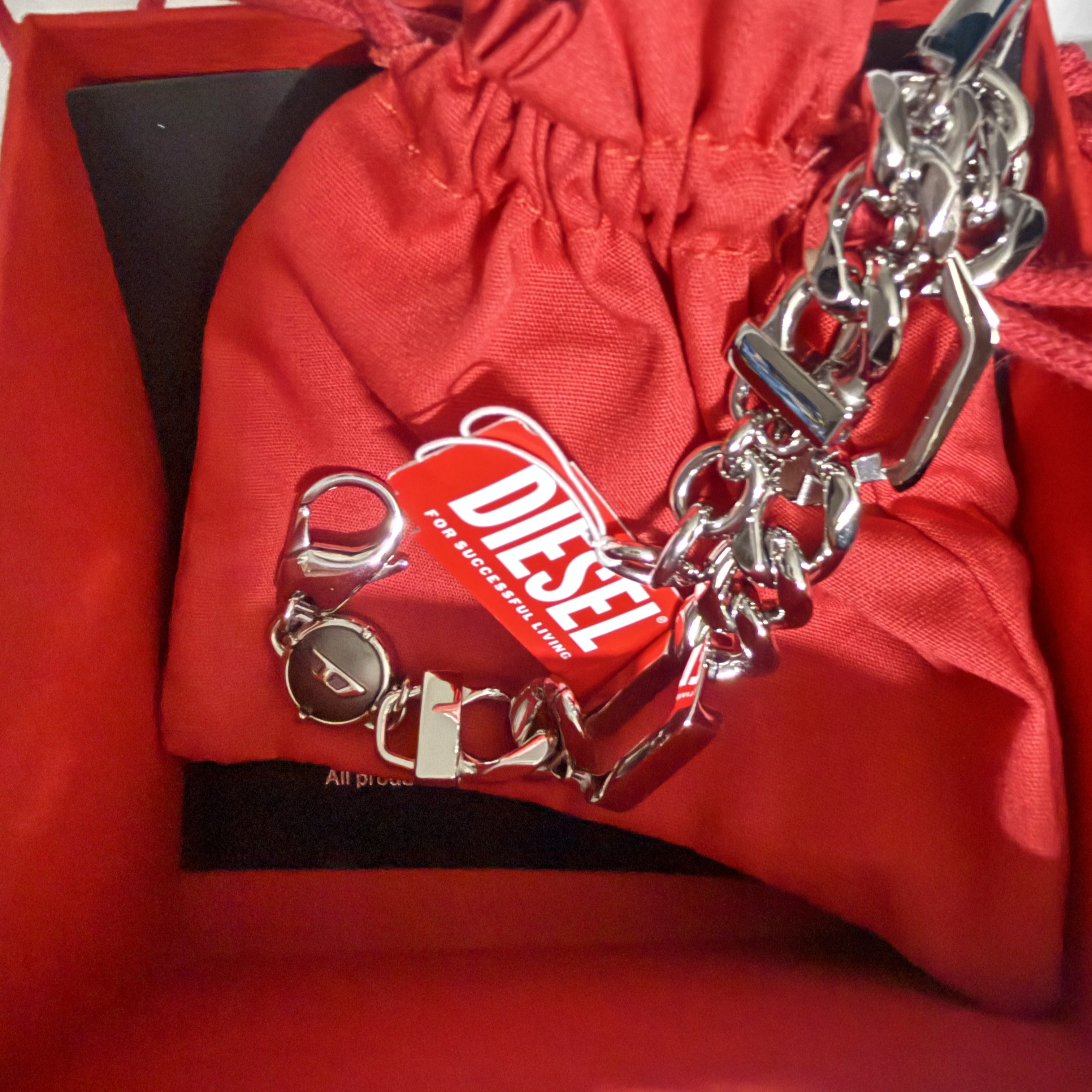 Diesel Dx1351 Stainless Steel Chain Bracelet Silver 착용 스타일