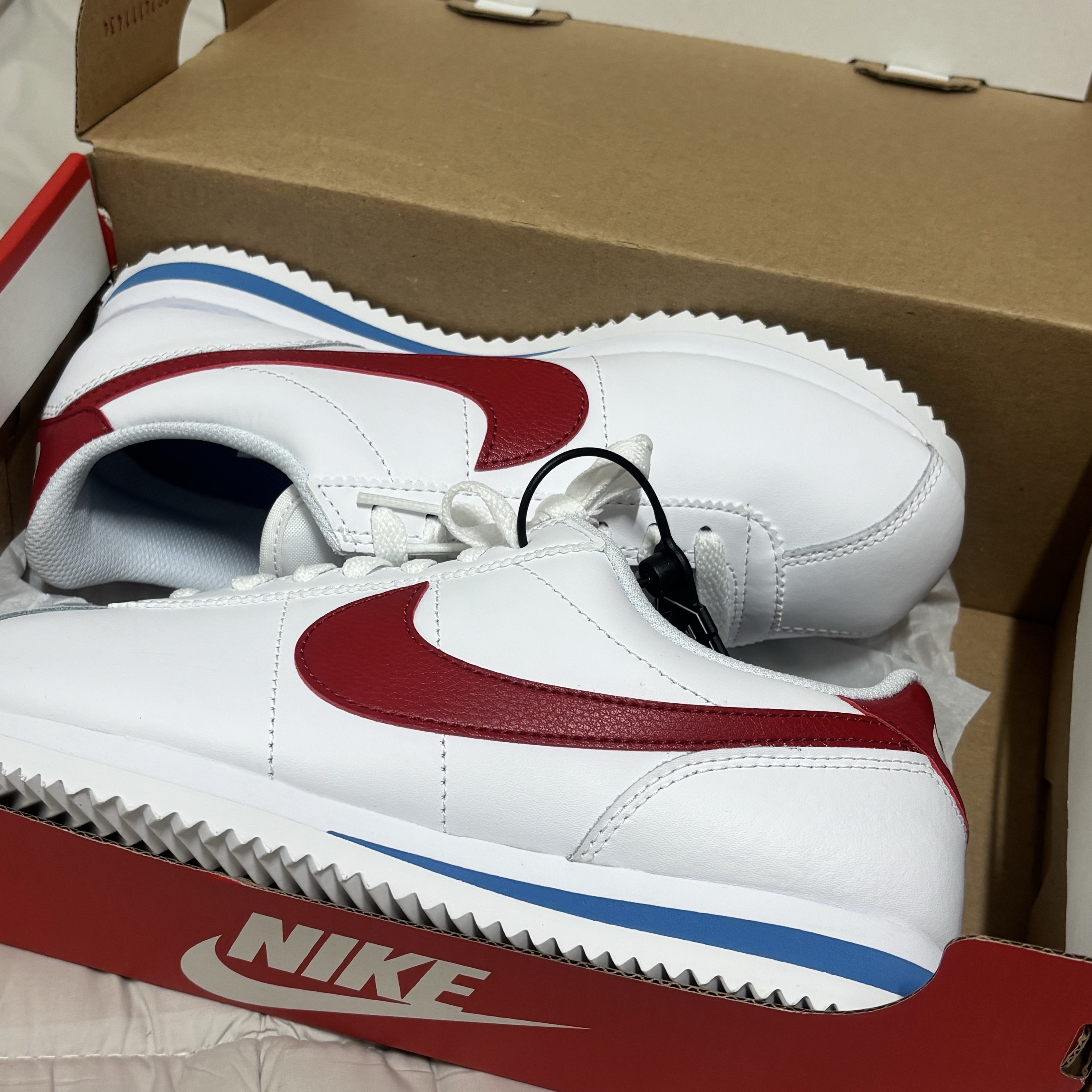 (W) Nike Cortez Leather White Varsity Red 착용 스타일 - 2