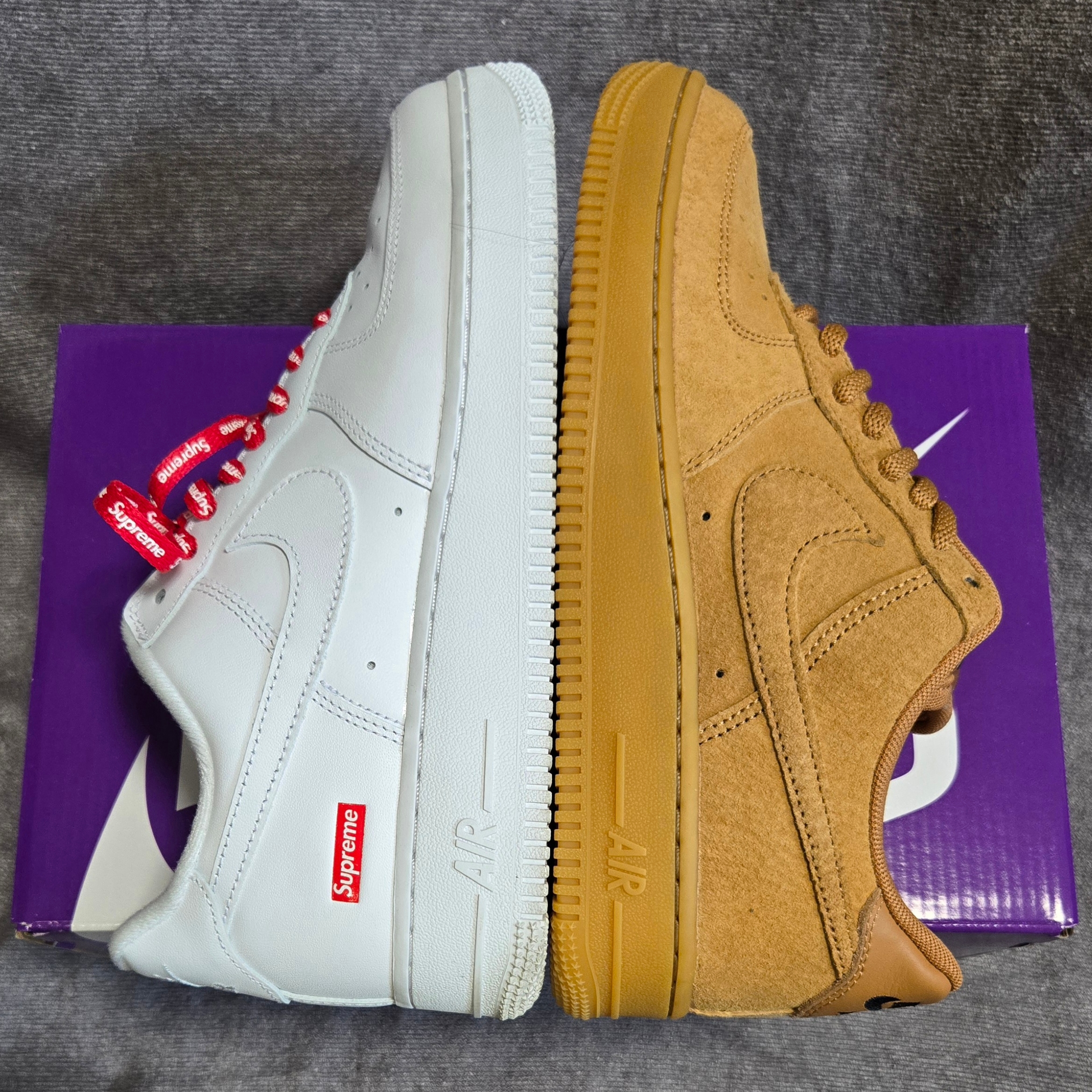 Nike SB Air Force 1 Low Flax and Black, Nike x Supreme Air Force 1 Low White 착용 스타일 - 5
