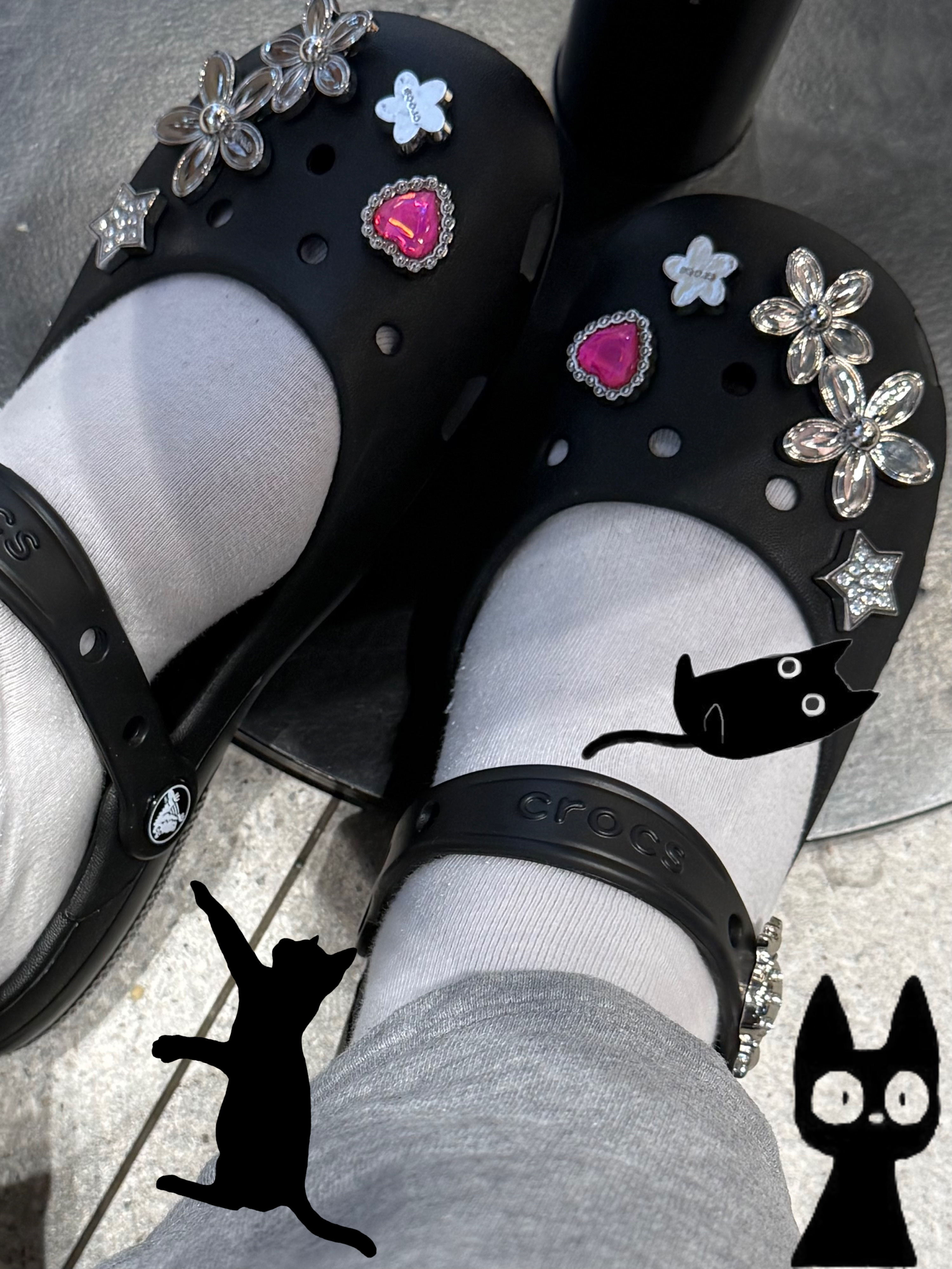 (W) Crocs Classic Ballet Black 착용 스타일