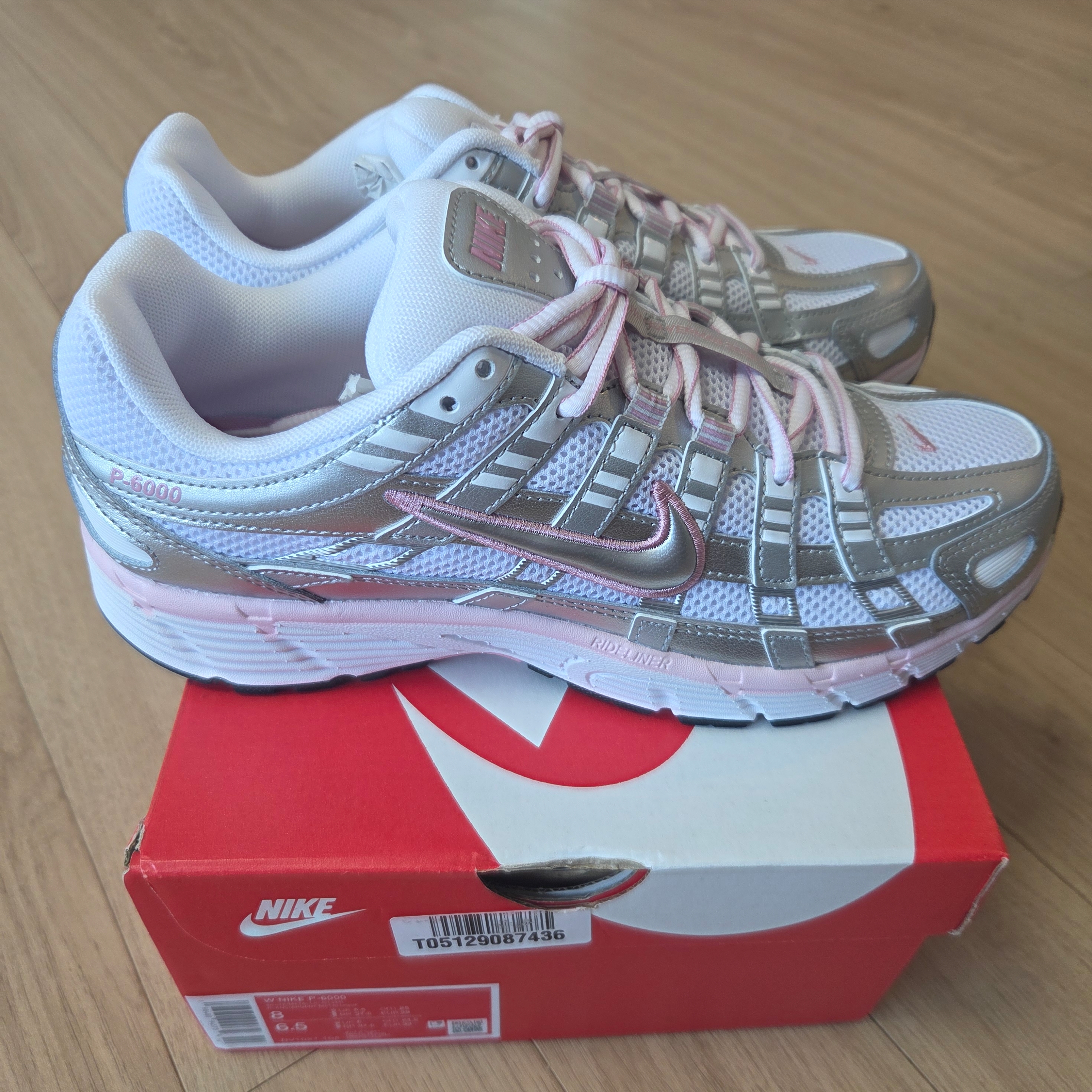 (W) Nike P-6000 White Elemental Pink 착용 스타일