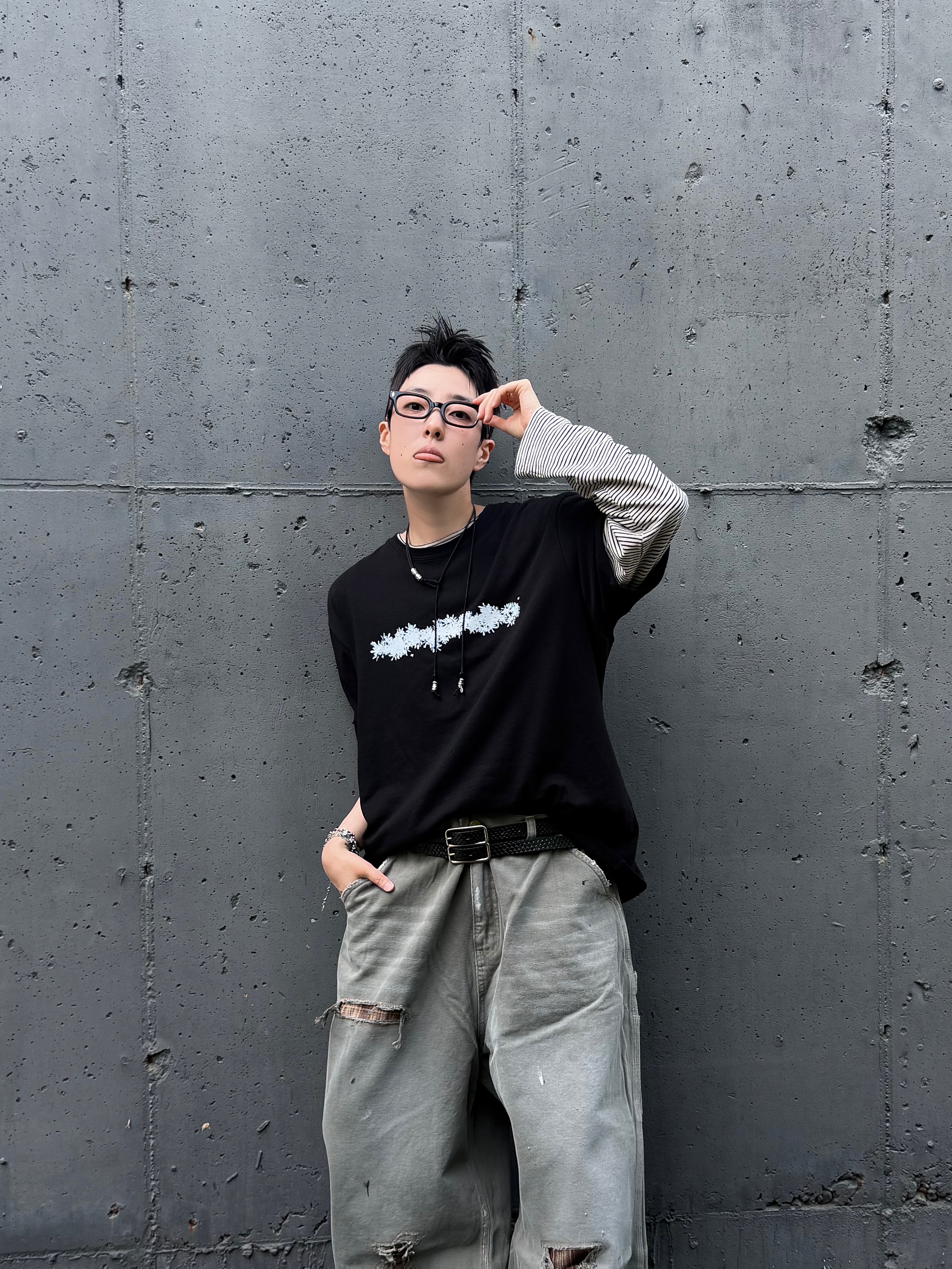 Hono Report Leaf Bracelet, Hono Report Rope Necklace Black 착용 스타일 - 3