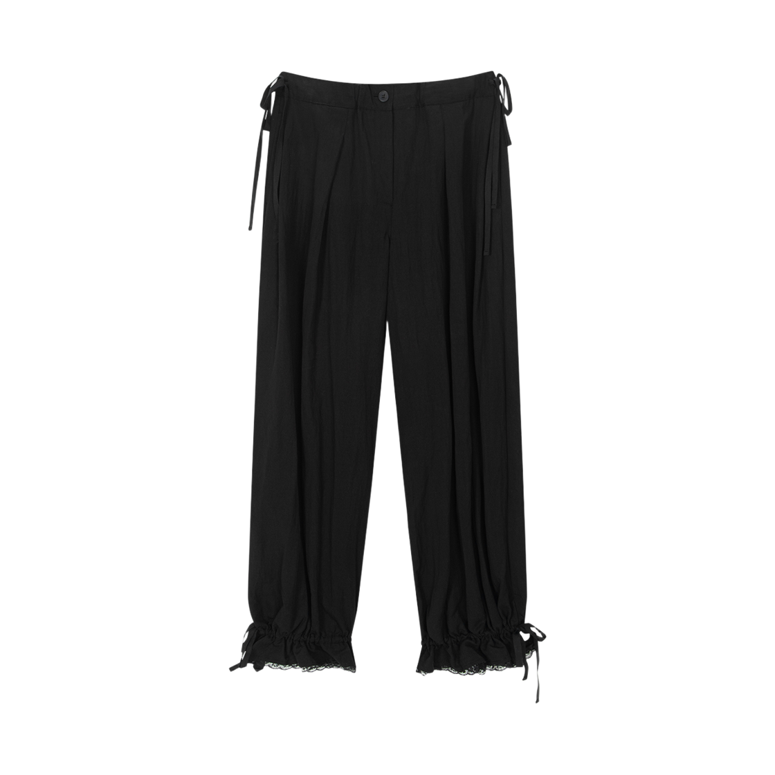 HF26BPT017BK HIGHTIDE FRANKIE Lace Hem Wide Pants Black