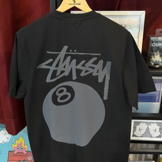 Stussy 8 Ball Pigment Dyed T-Shirt Faded Black, Stussy 8 Ball Pigment Dyed T-Shirt Black 착용 스타일 - 2