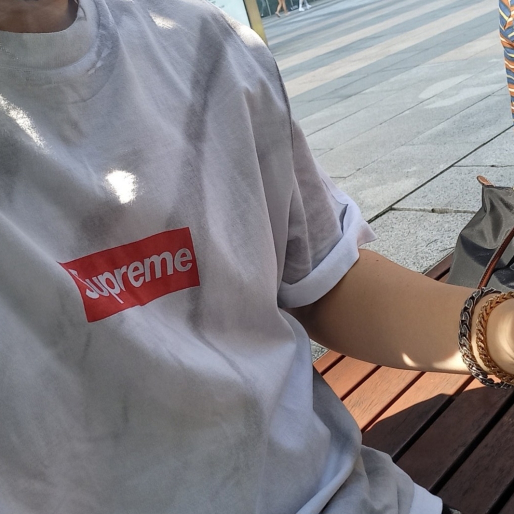 Supreme x MM6 Maison Margiela Box Logo T-Shirt White - 24SS, Supreme x Nike Denim Short Black - 24SS 착용 스타일 - 3