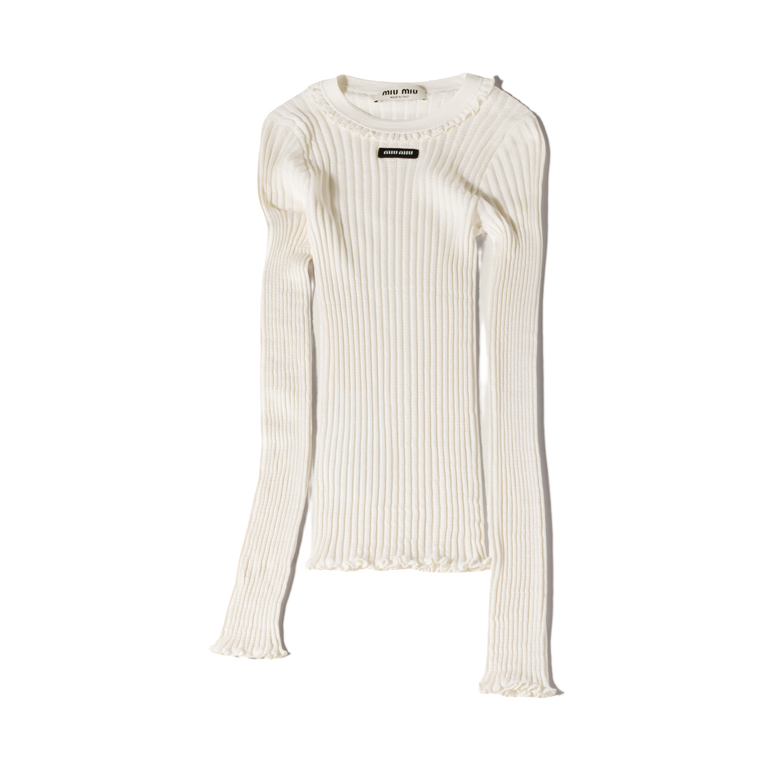 (W) 미우 미우 실크 크루넥 스웨터 화이트((W) Miu Miu Silk Crew Neck Sweater White)
