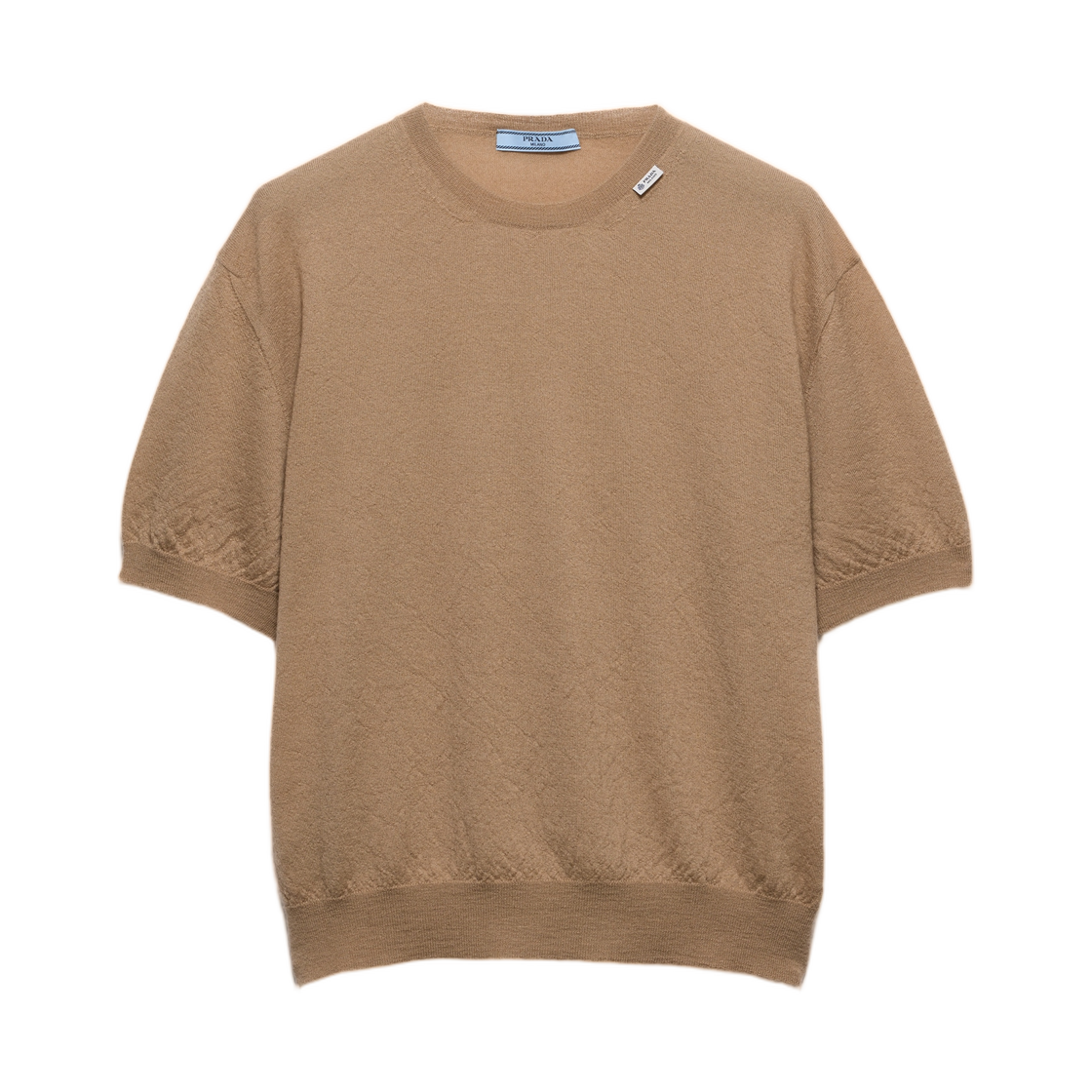 P24C3T-19VK-F0F24 (W) Prada Short-Sleeved Cashmere Sweater Desert Beige