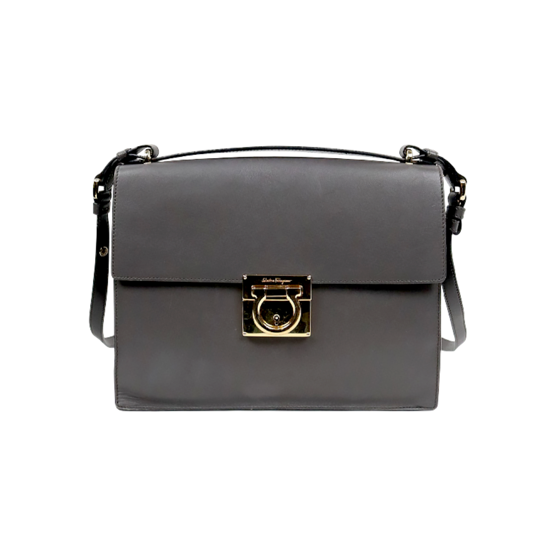 ITANPC4CDLMW Ferragamo Gray Leather Marisol Shoulder Bag C-A57957