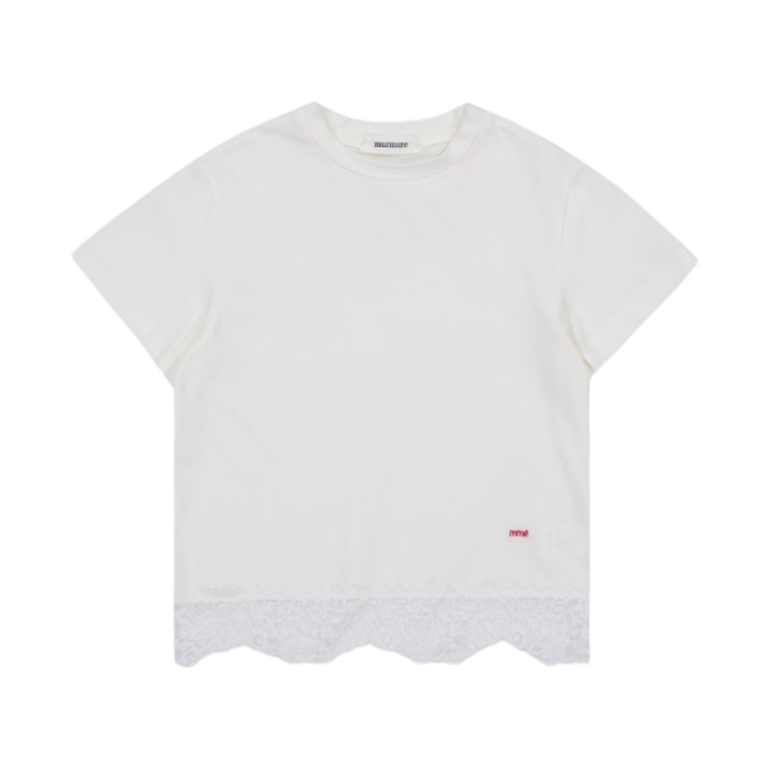 뮈르뮈르 휴안 크롭 레이스 티셔츠 아이보리(MURMURE Huan Crop Lace T-shirt Ivory)