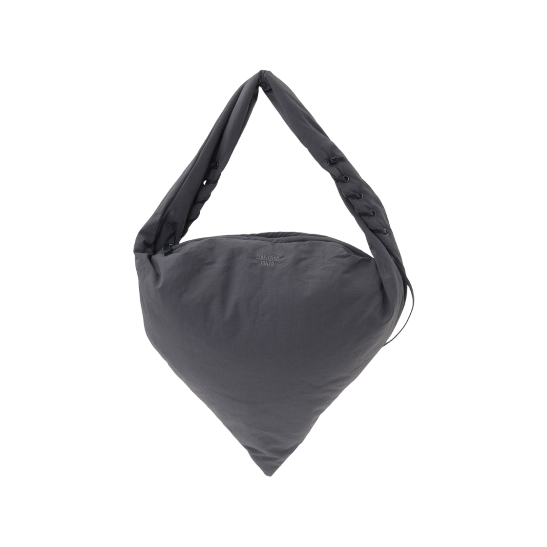 컨버스 도쿄 레이스업 트라이앵글 퍼프 백 차콜 그레이(Converse Tokyo Lace-Up Triangle Puff Bag Charcoal Gray)