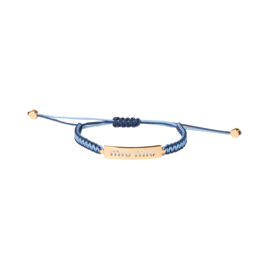 5IB782-2IHJ-F05D4 Miu Miu Cotton and Metal Bracelet Gold Light Blue Blue
