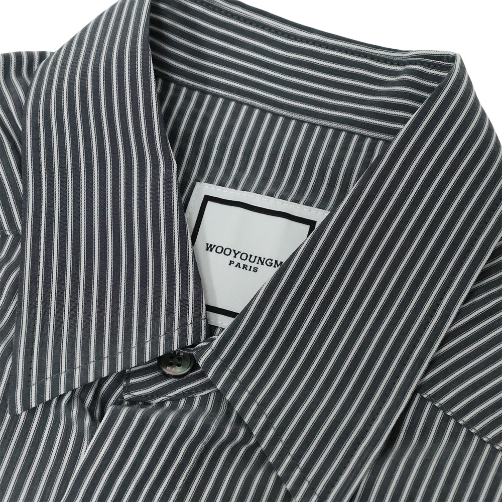 우영미 스트라이프 오버사이즈 셔츠 블랙 - 26SS(Wooyoungmi Stripe Oversize Shirt Black - 26SS) - 3