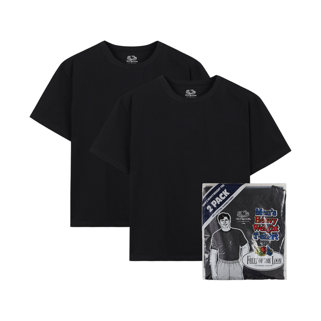 프룻오브더룸 2PACK 헤비웨이트 티셔츠 블랙(fruitoftheloom 2PACK Heavyweight T-shirts BLACK)