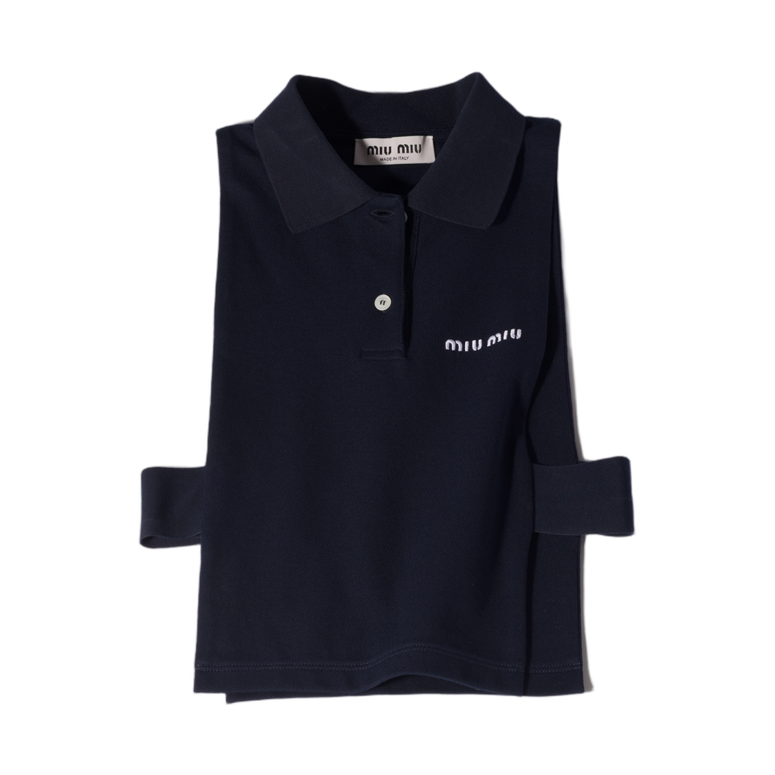 (W) 미우 미우 피케 폴로 베스트 네이비((W) Miu Miu Pique Polo Vest Navy)