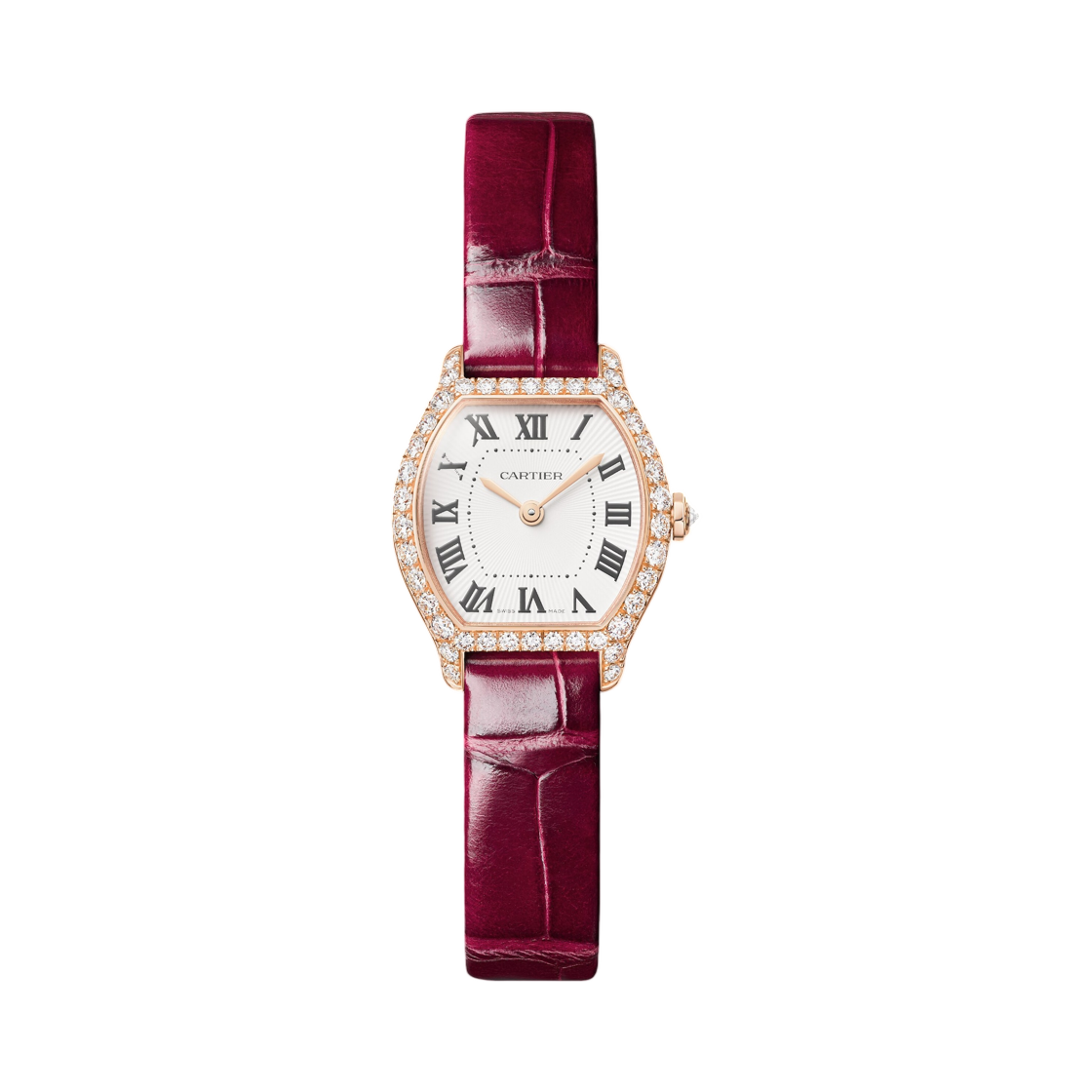 까르띠에 똑뛰 워치 핑크 골드 다이아 셋팅 샤이니 레드 앨리게이터 스킨(Cartier Tortue Watch Pink Gold Diamond-Set Shiny Red Alligator Skin) - 1